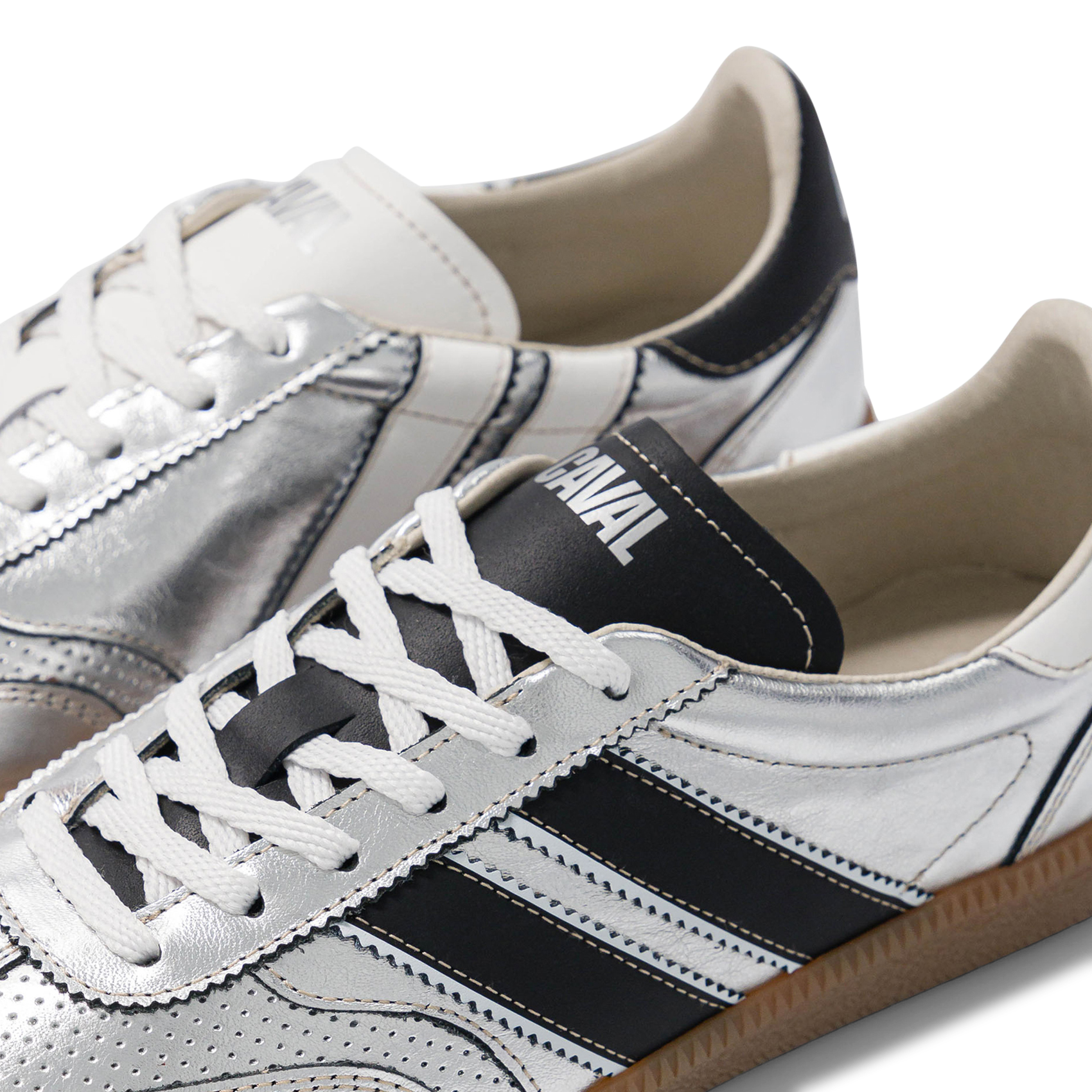 Low metallic leather trainers CAVAL Silver