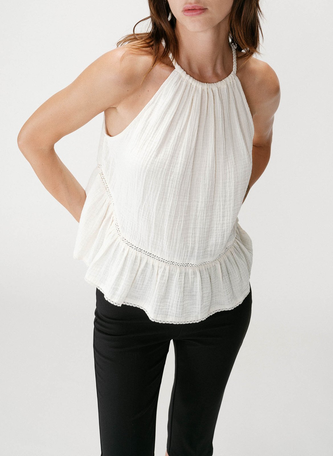 Top col rond en coton GRACE ET MILA