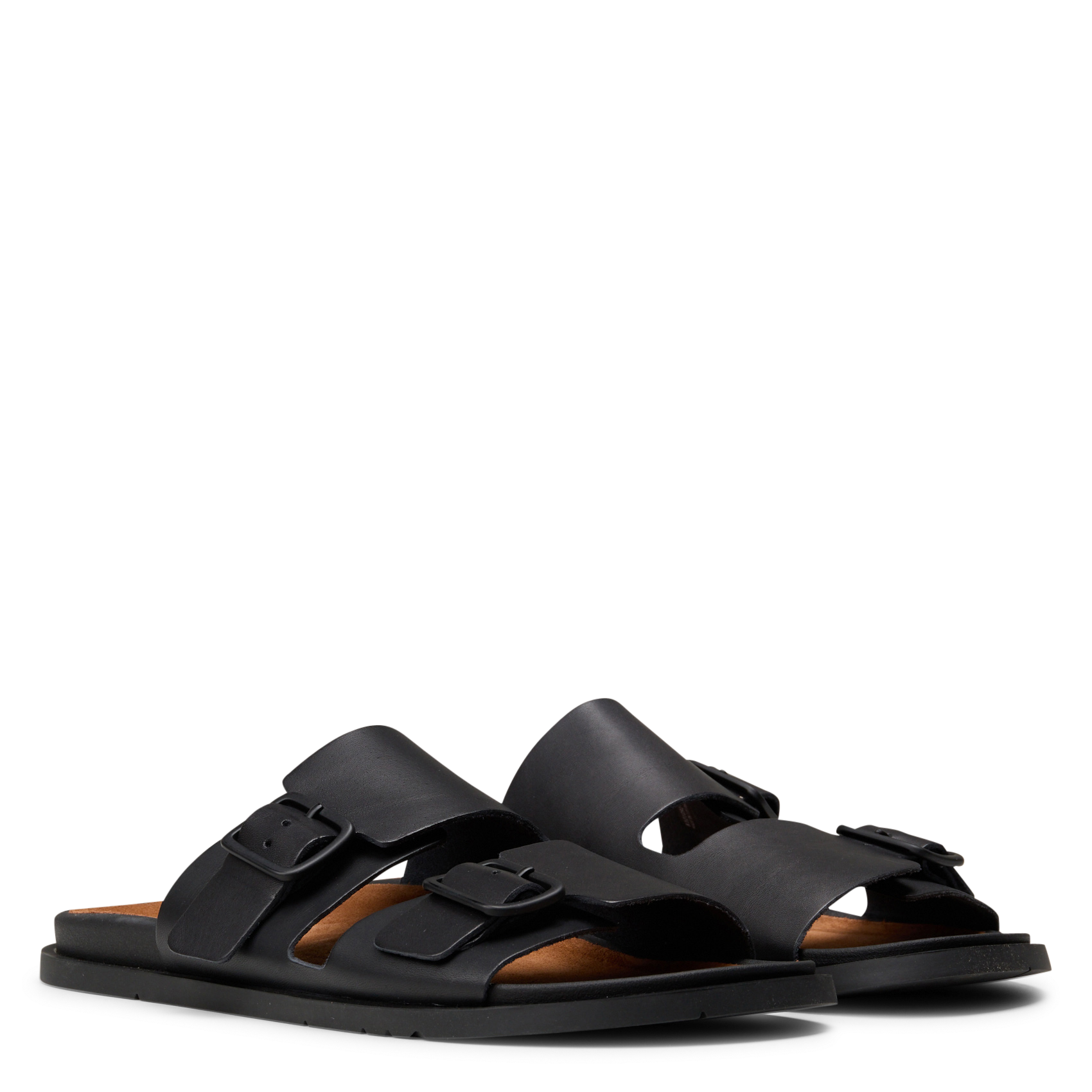 <sandals>Leather flat sandals</sandals> CAMPER Black