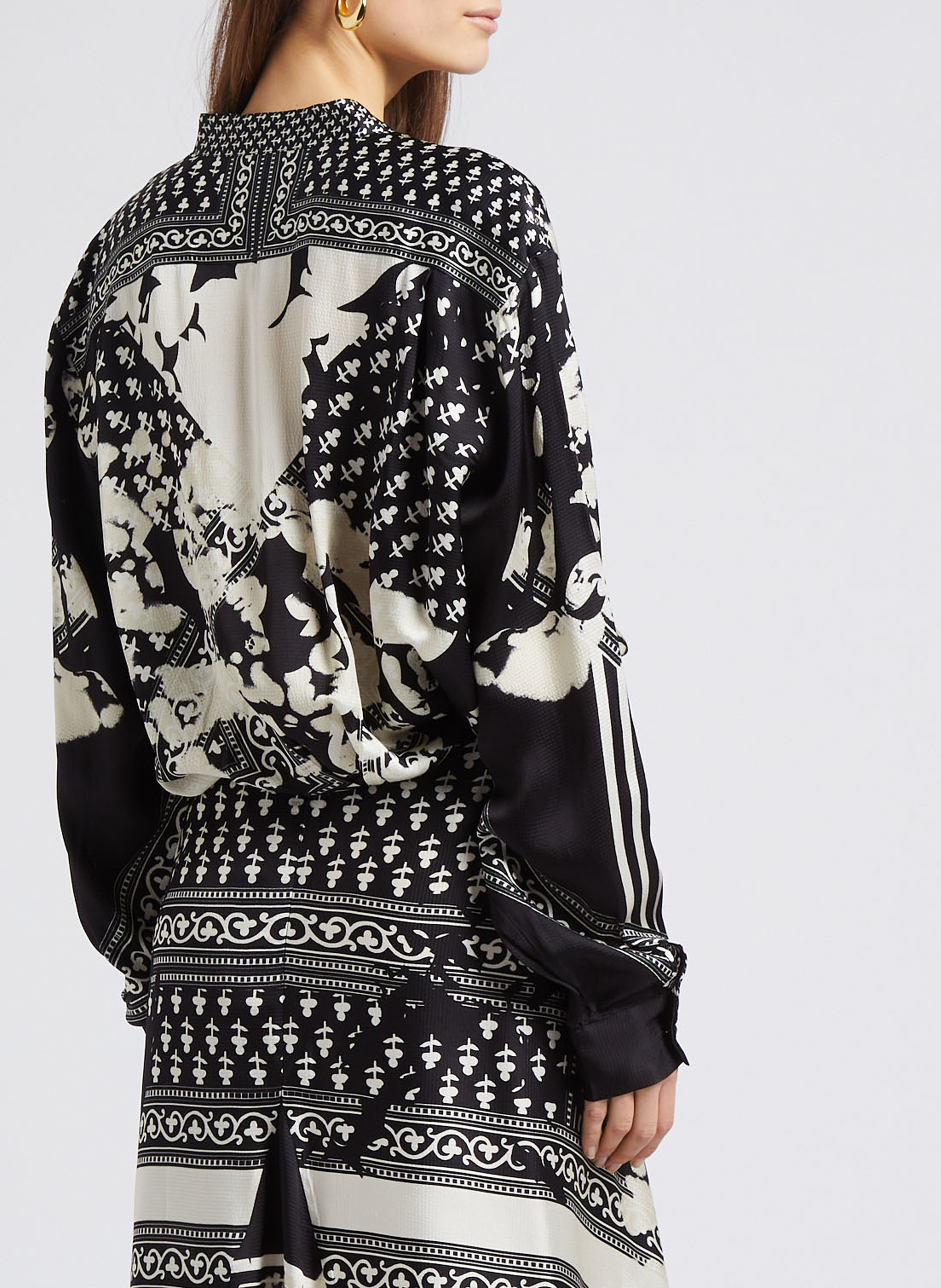 Chemise ample col rond imprimé graphique  MES DEMOISELLES Noir