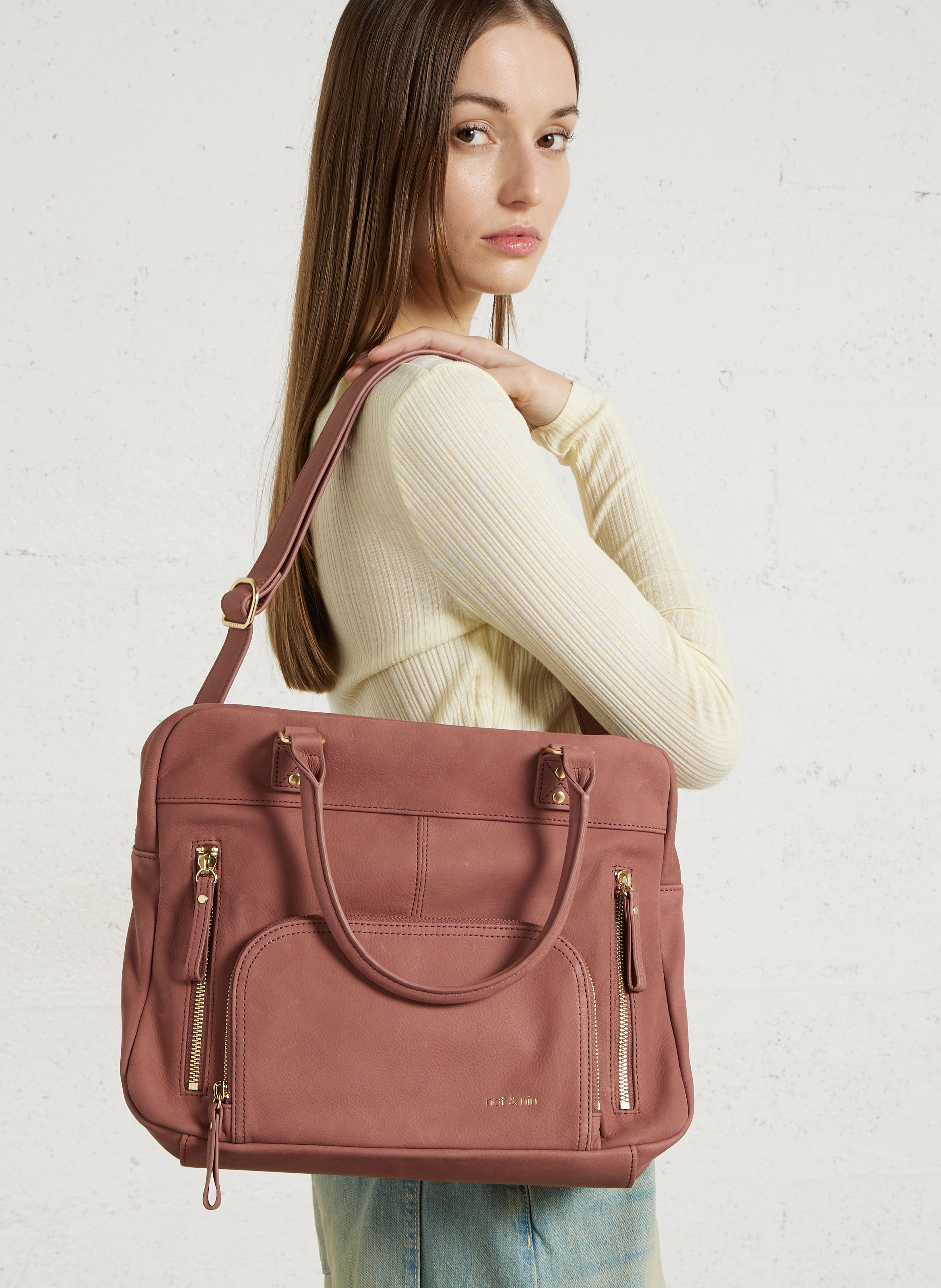 Multitaschen-Shopper aus Leder NAT & NIN Rosa