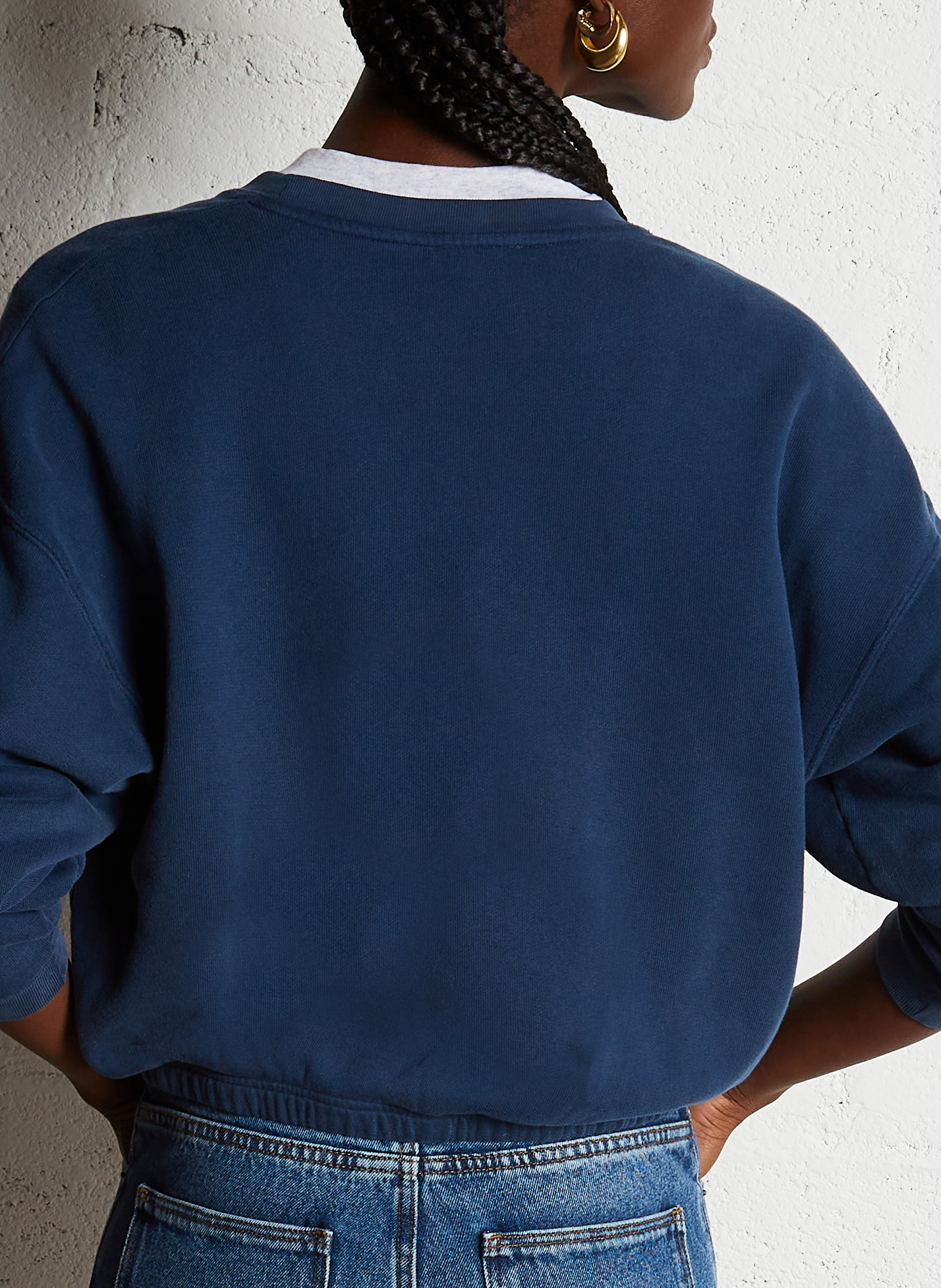 Short round-neck cotton-blend sweatshirt AMERICAN VINTAGE Blue
