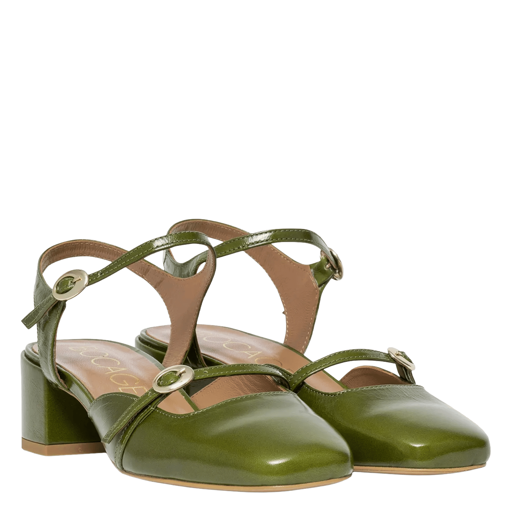 Halfhoge, leren sandalen BOCAGE Groen