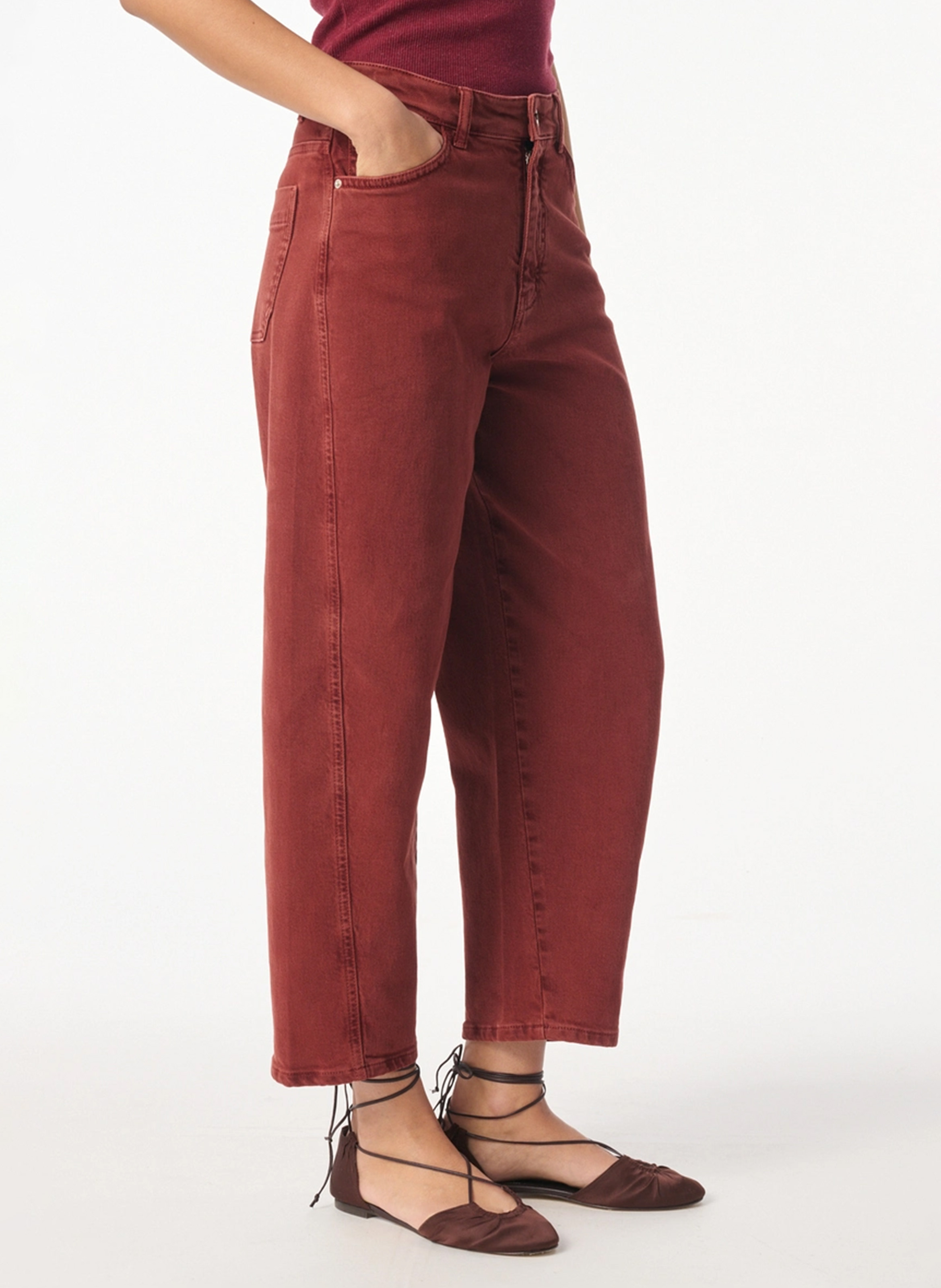 Jean boyfriend en coton stretch  VANESSA BRUNO Rouge