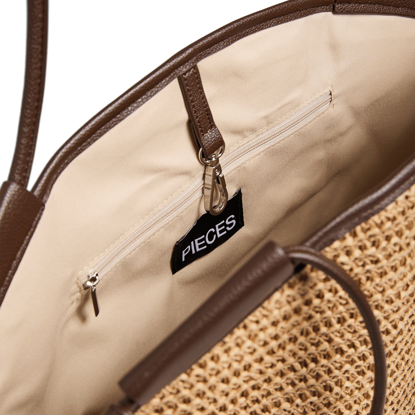 Rieten shopper PIECES Groen