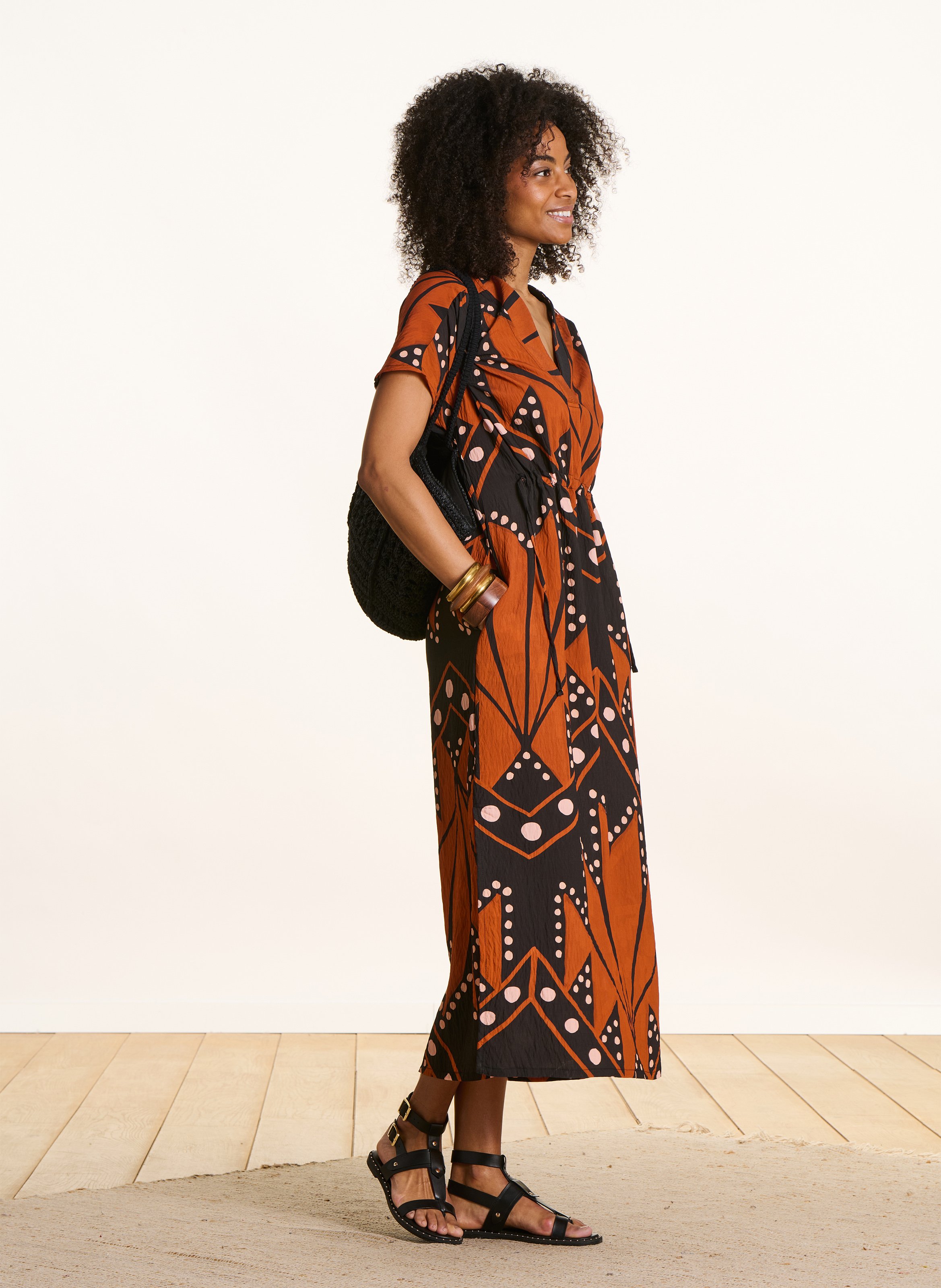 Robe longue ample imprimée LA FEE MARABOUTEE Multicolore