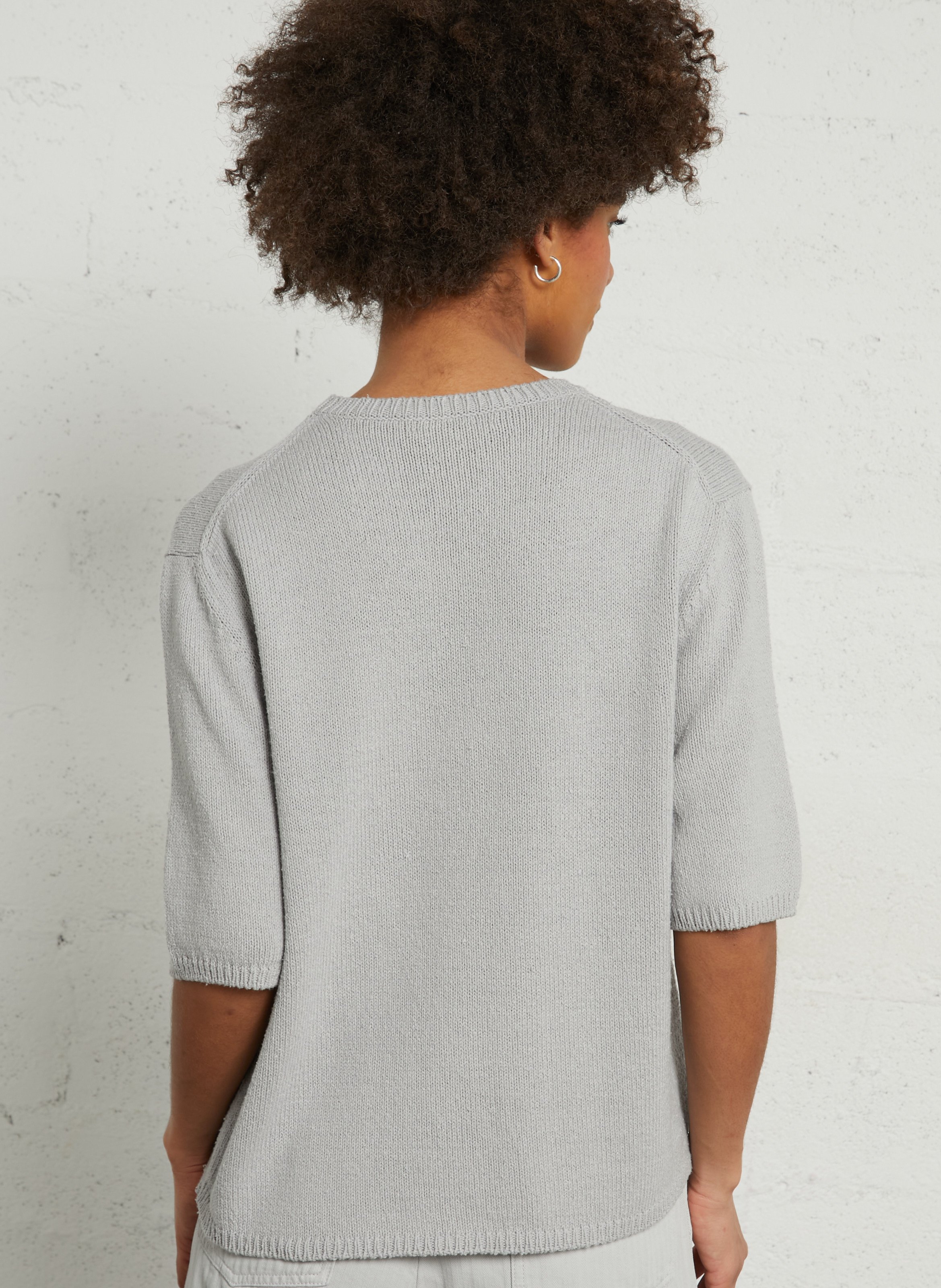 Oversized round neck silk sweater MASSCOB Grey