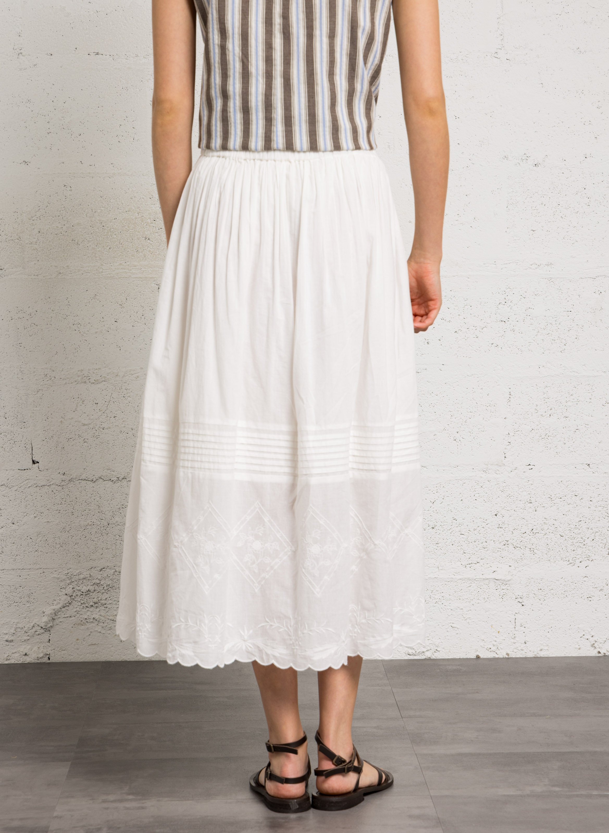 Ausgestellter Midi-Baumwollrock HOD PARIS Weiss