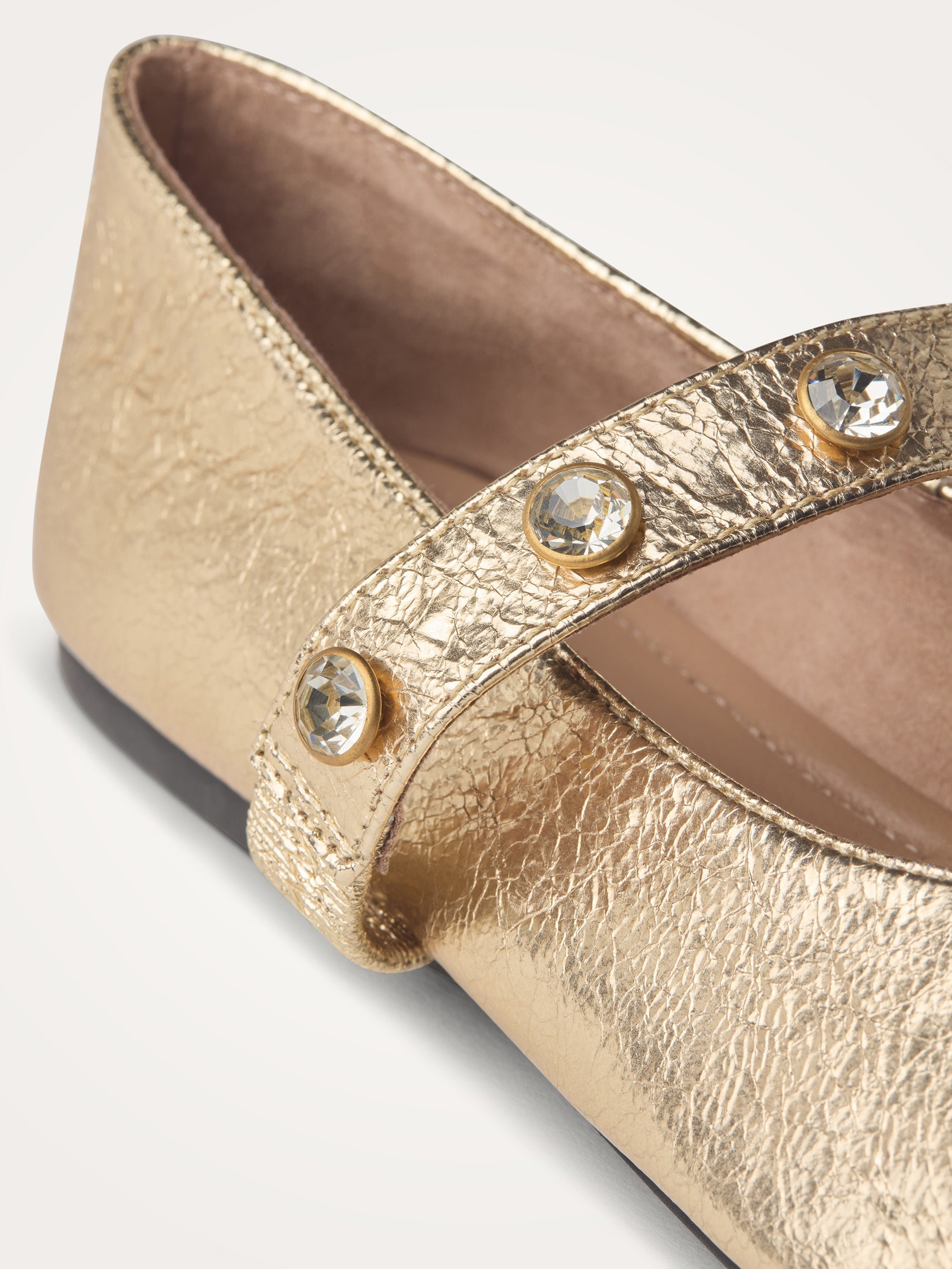 Woven ballet flats with strass ankle strap VANESSA WU Golden