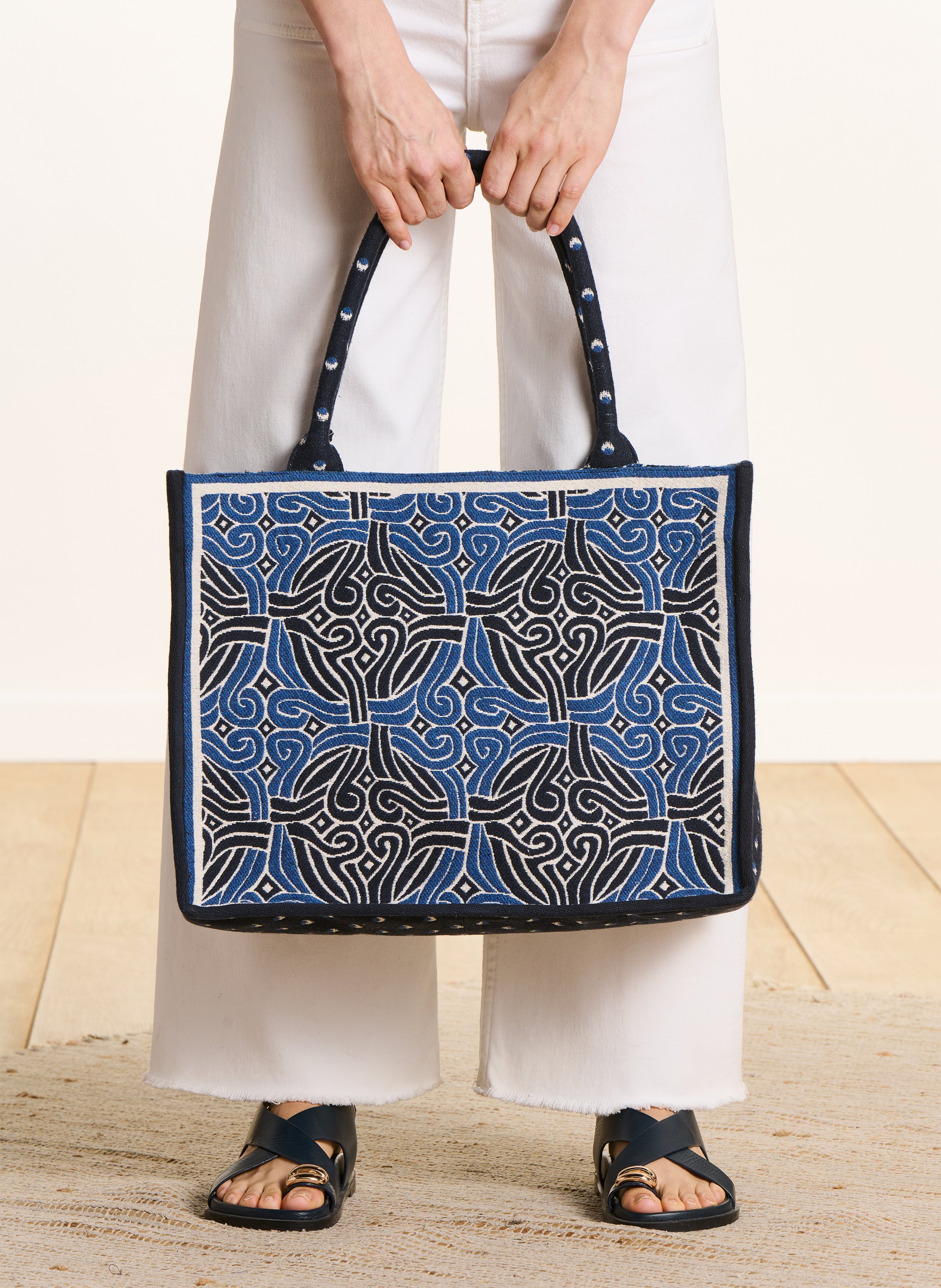 Jacquard tote bag LA FEE MARABOUTEE Blue