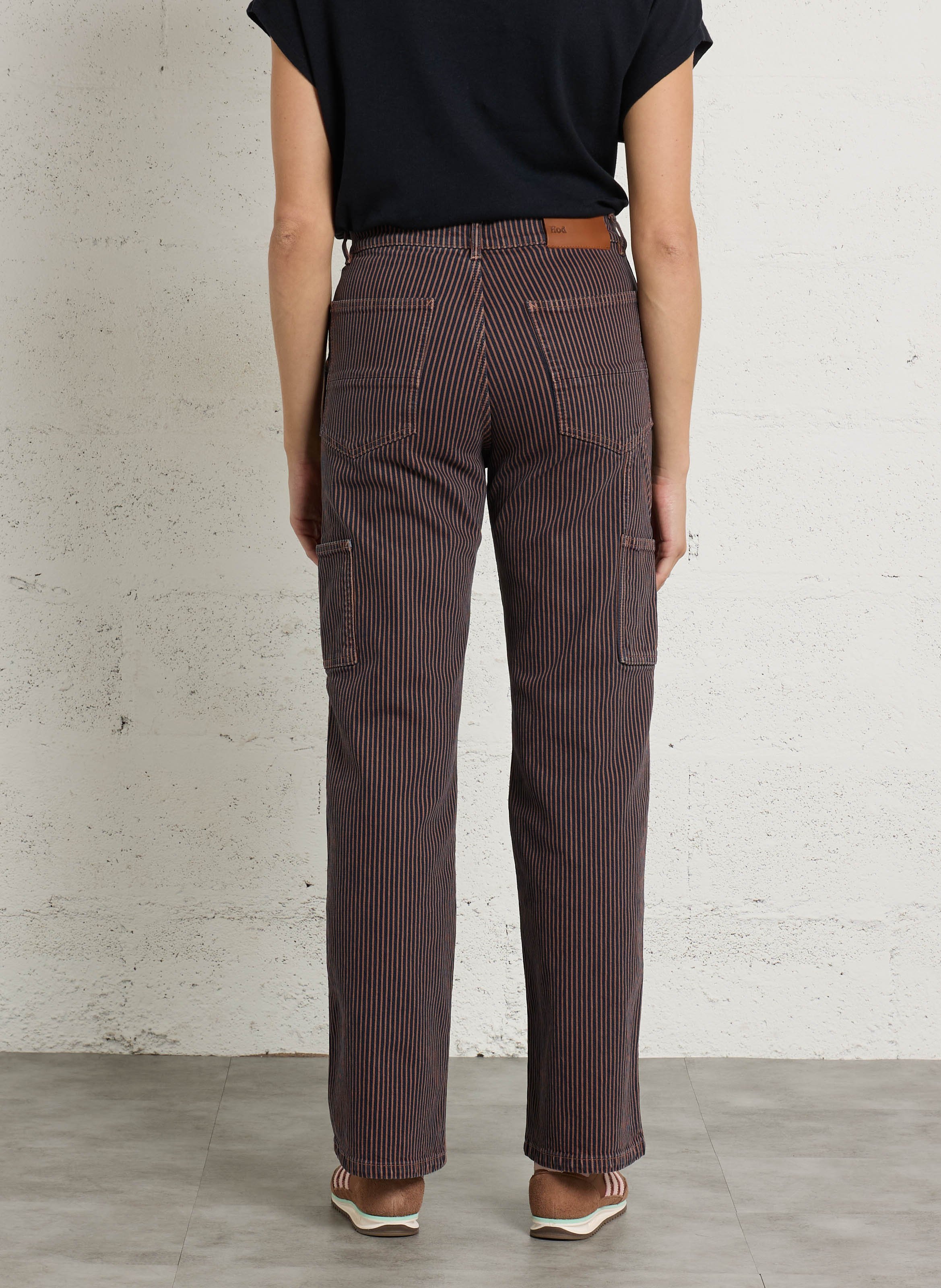 Gerade geschnittene Hose aus gestreifter Baumwollmischung HOD PARIS Blau