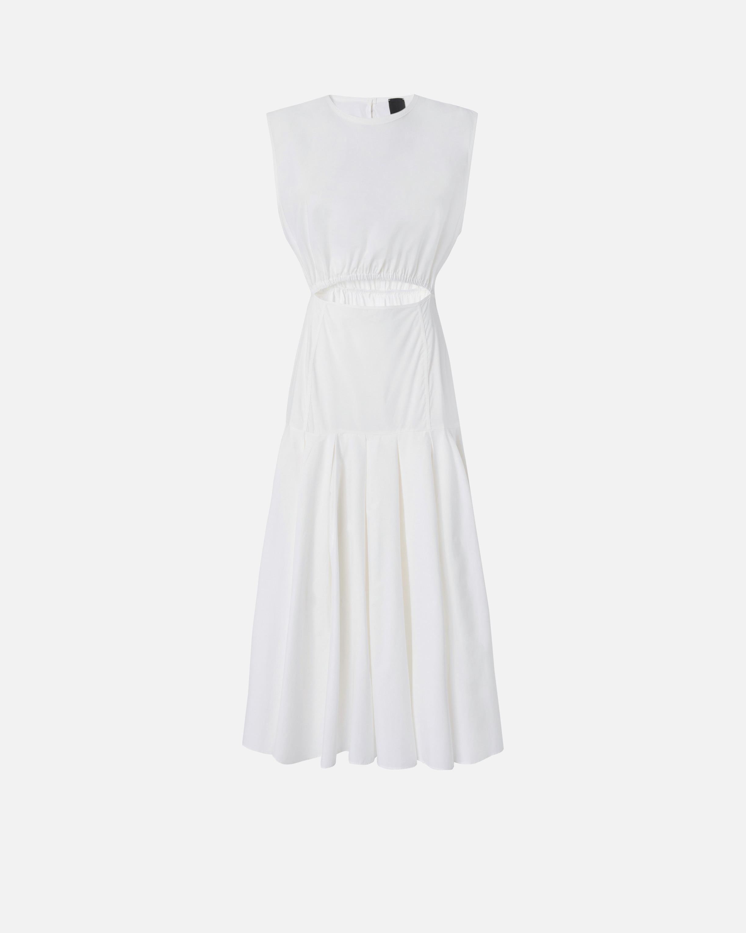 Robe midi plissée sans manches à découpe PINKO Blanc