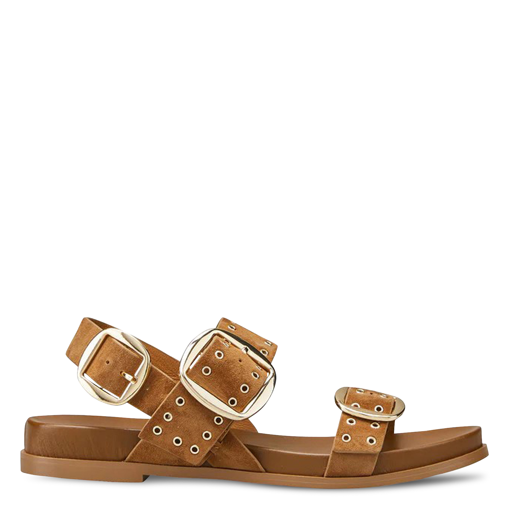 Sandales plates en cuir velours  COSMOPARIS Marron