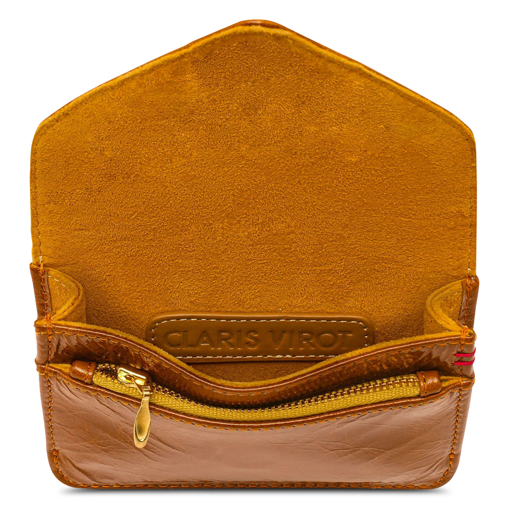 Patent leather card holder CLARIS VIROT Brown