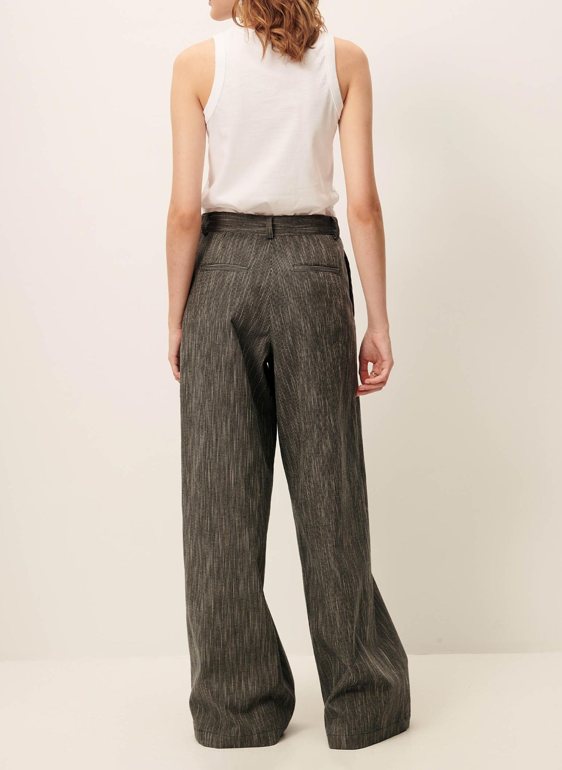 Wide-leg pants with braces SESSUN Grey