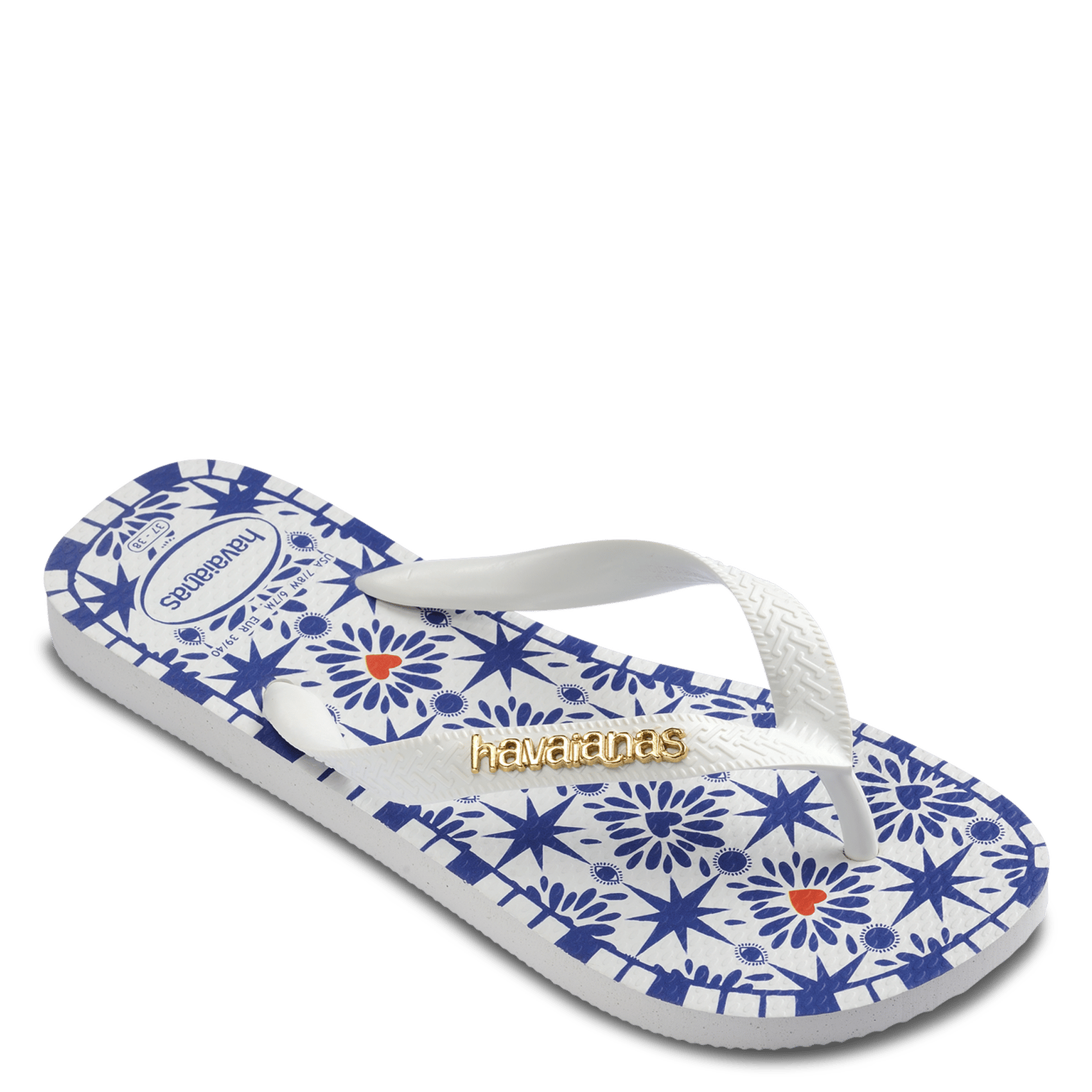 Bedruckte flache Sandalen HAVAIANAS Weiss