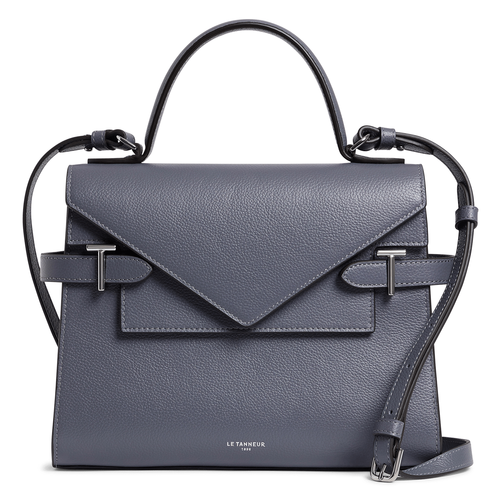 Sac à main en cuir EMILIE Bleu acier 1
