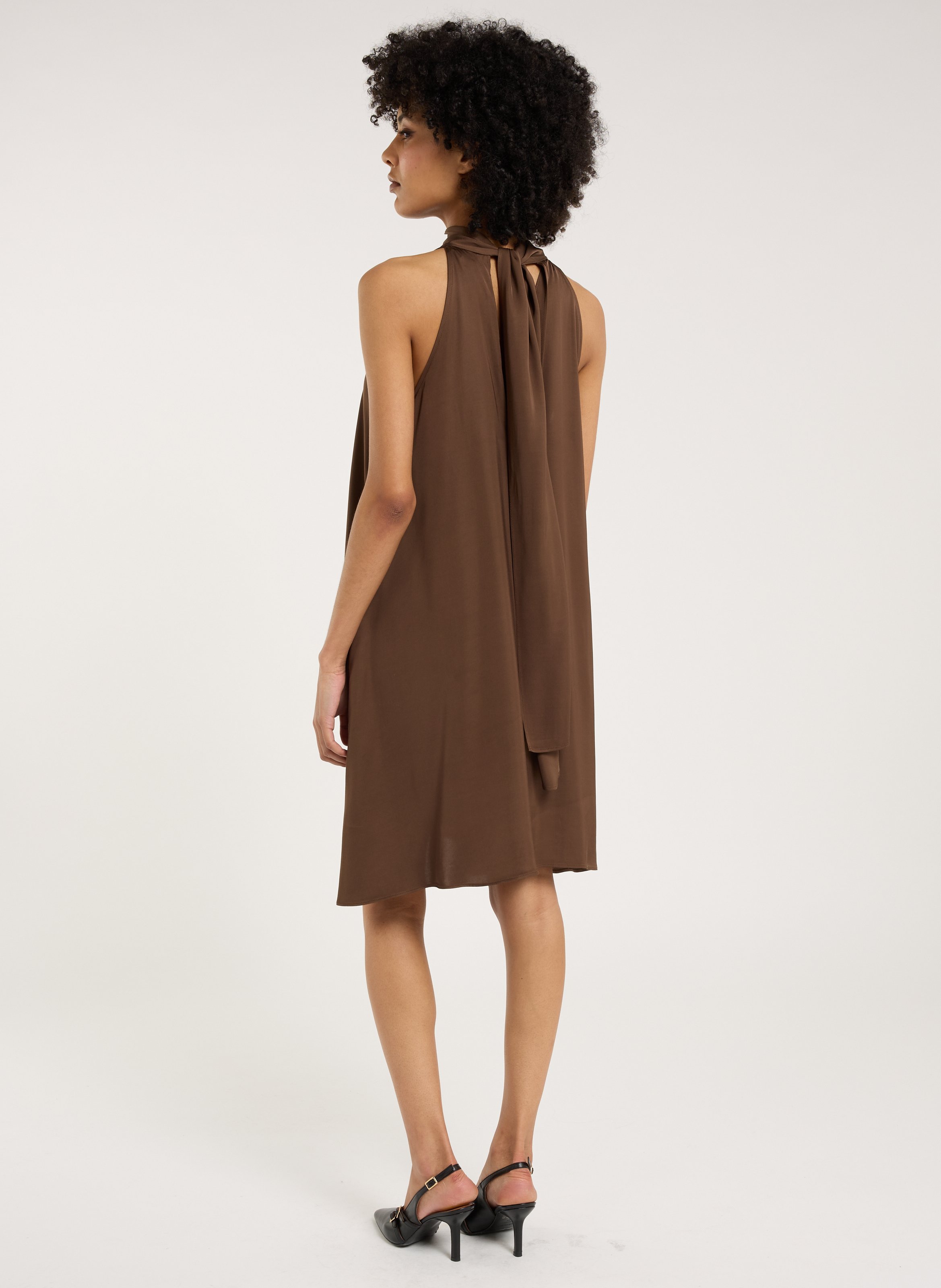 Short halter neck dress SAISON 1865 Brown