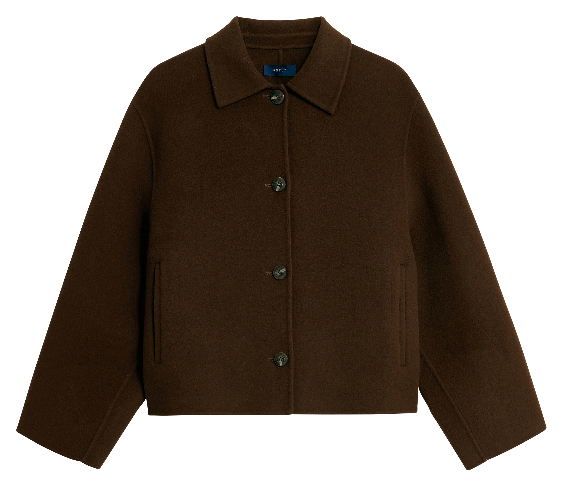 Short double-faced wool coat SOEUR Brown