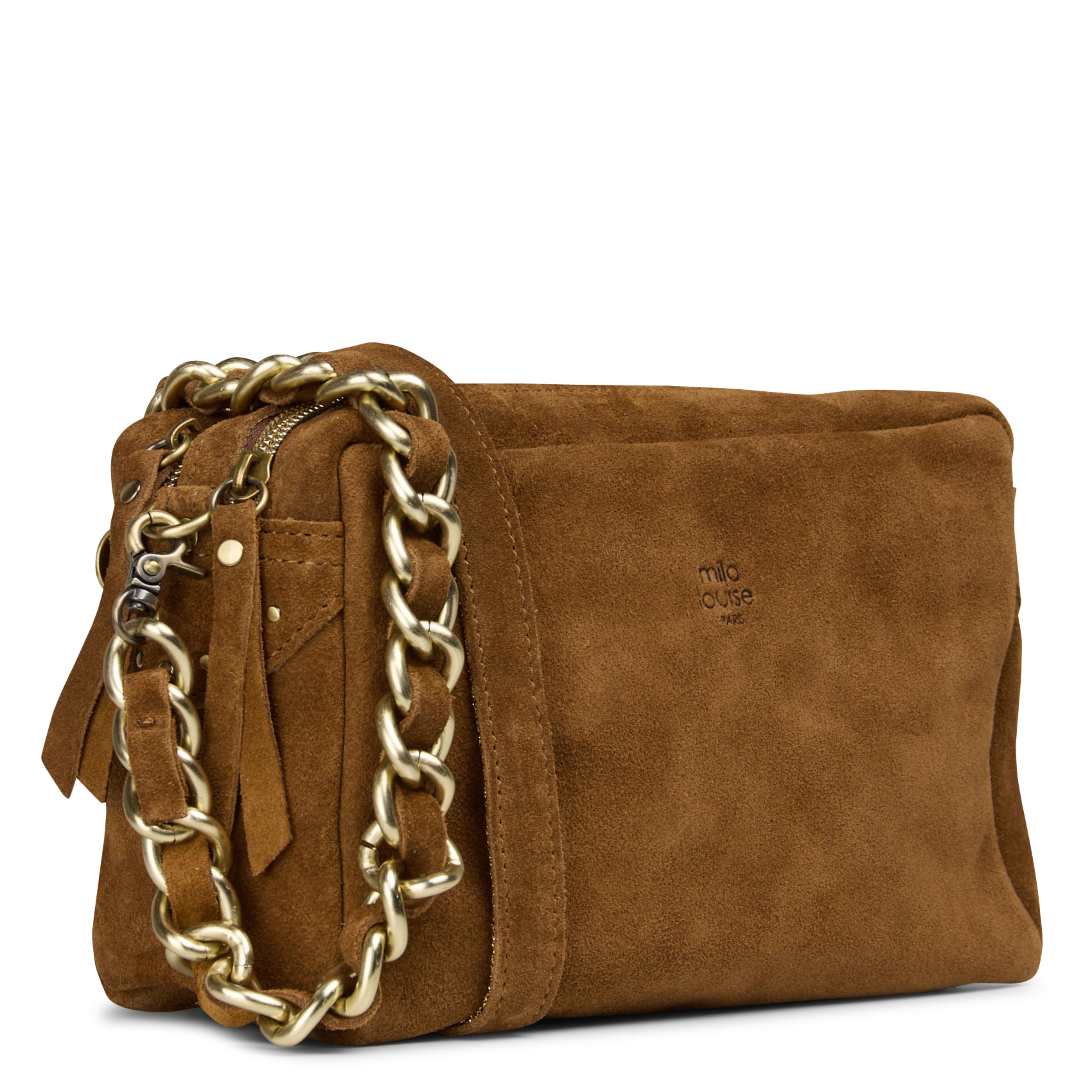 Kameratasche aus Veloursleder MILA LOUISE Beige