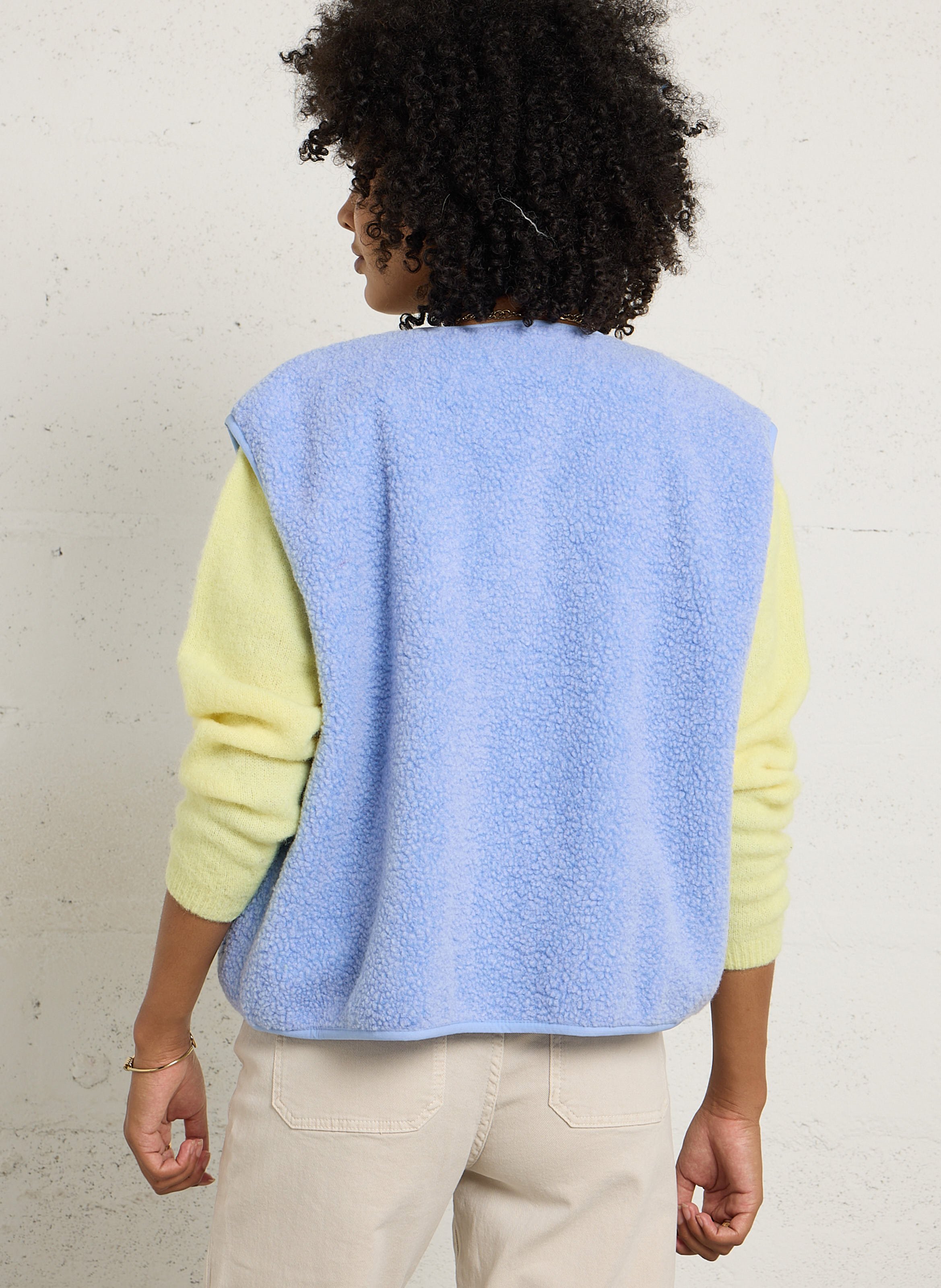 Gilet col rond molletonné sans manches AMERICAN VINTAGE Bleu