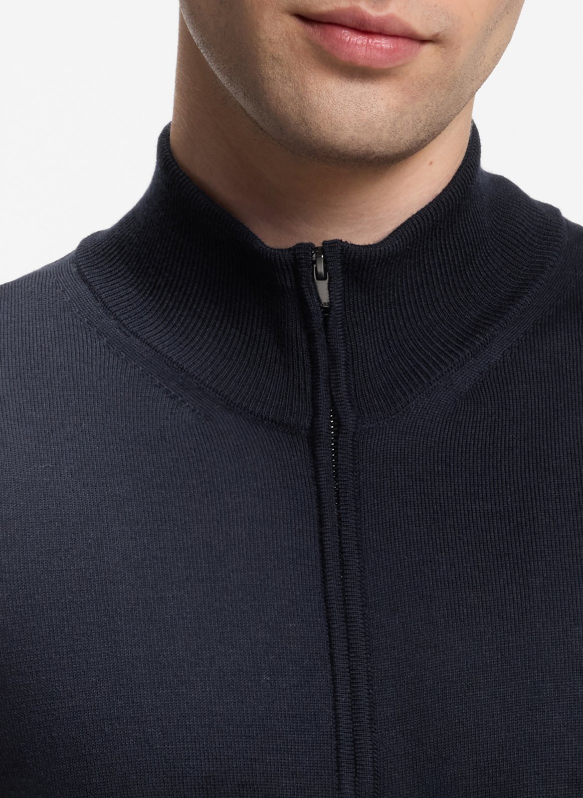 Pull zippé en laine mérinos BOSS Bleu