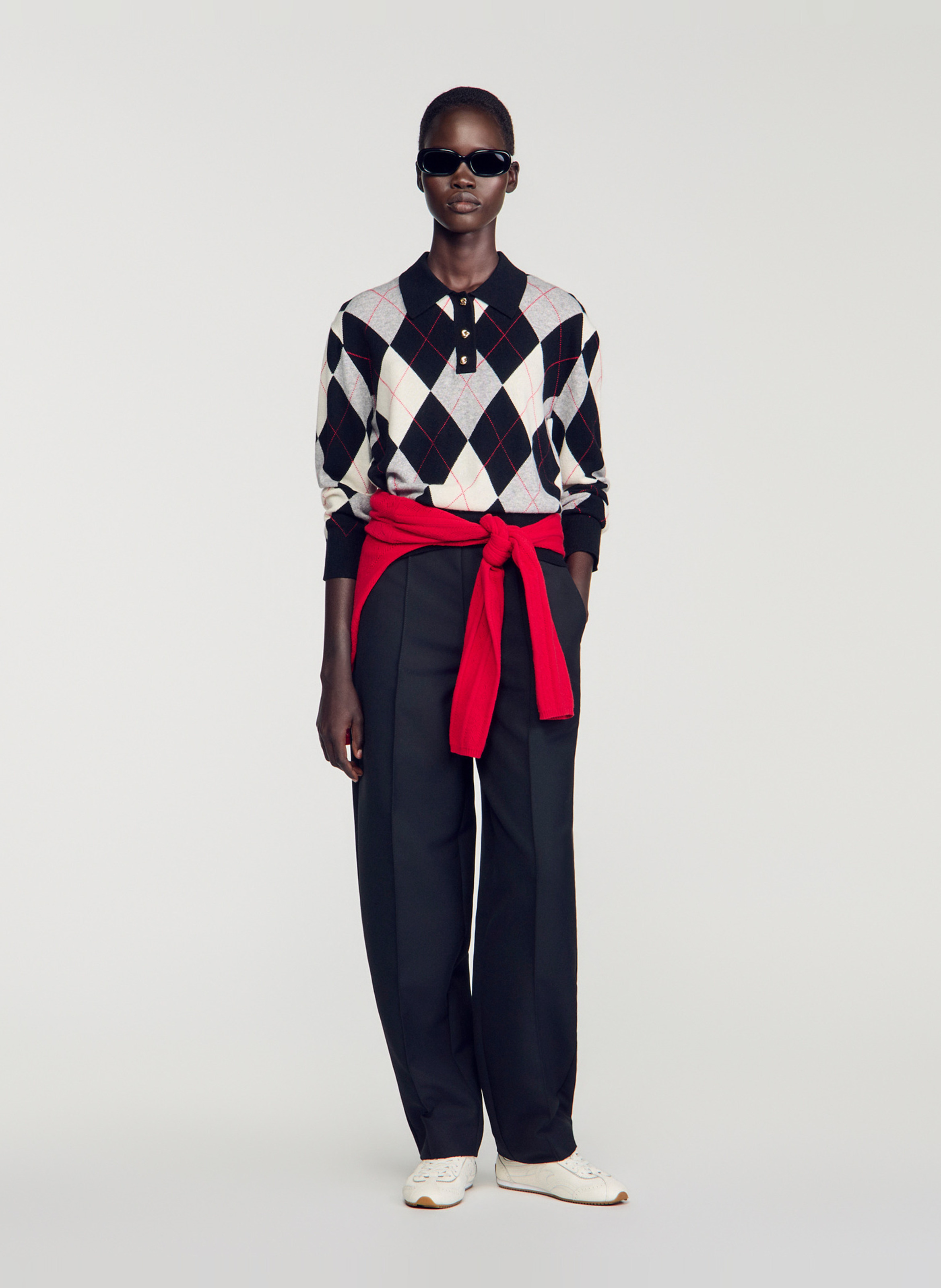 Straight wool and cashmere sweater SANDRO Black