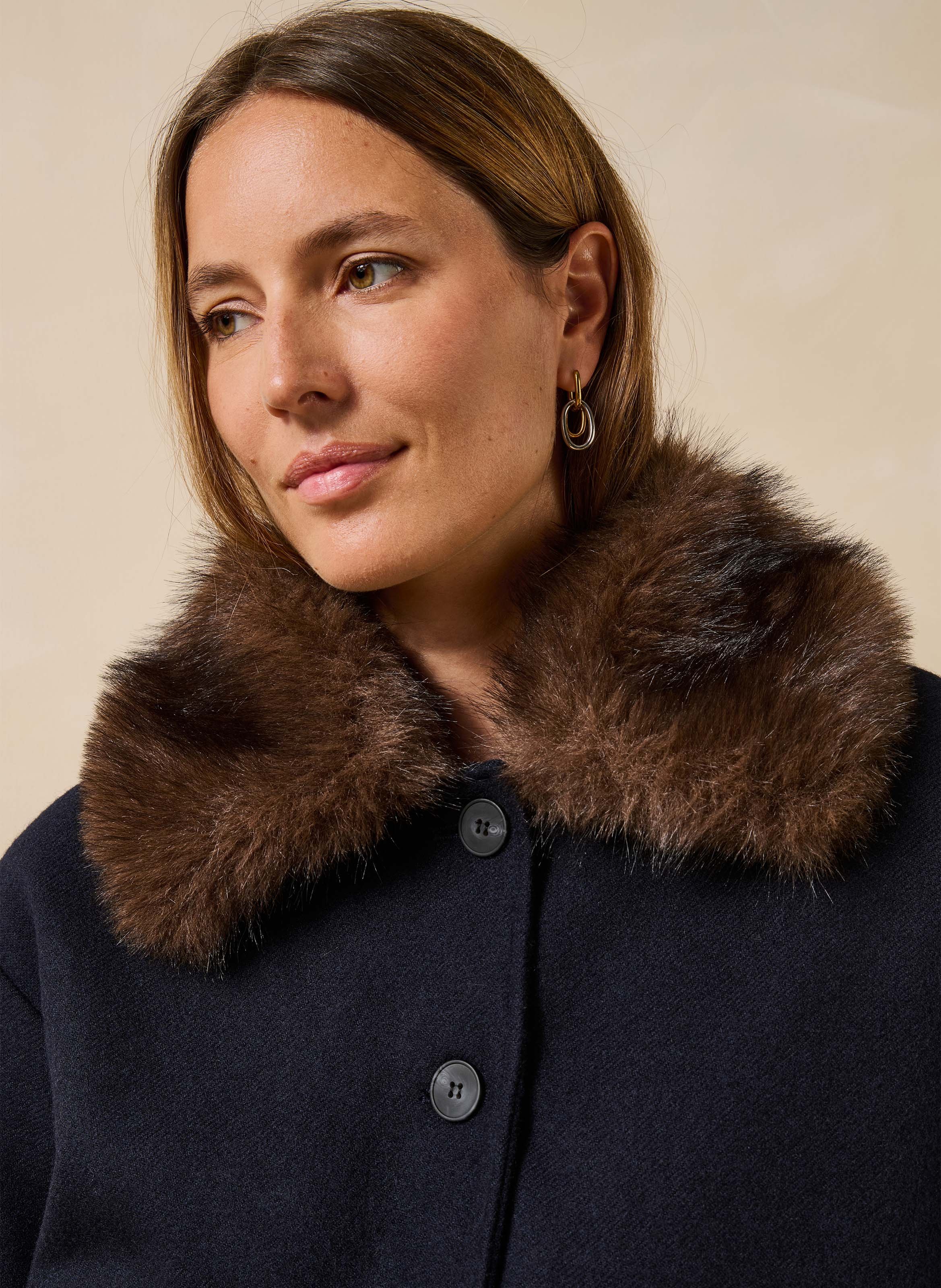 Blouson in Pelzoptik mit klassischem Kragen LA FEE MARABOUTEE Blau