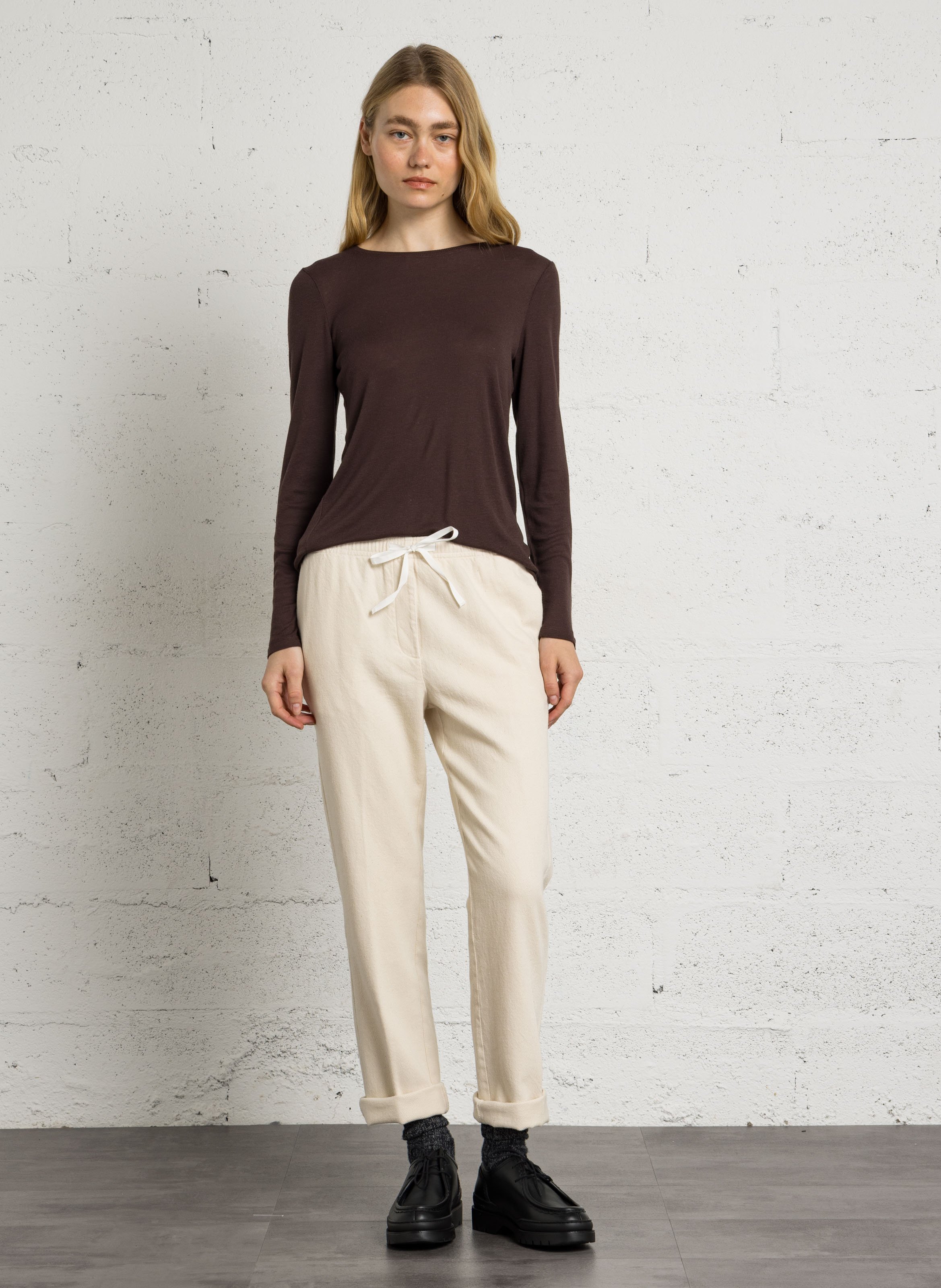 Pantalon droit en coton HARTFORD Beige