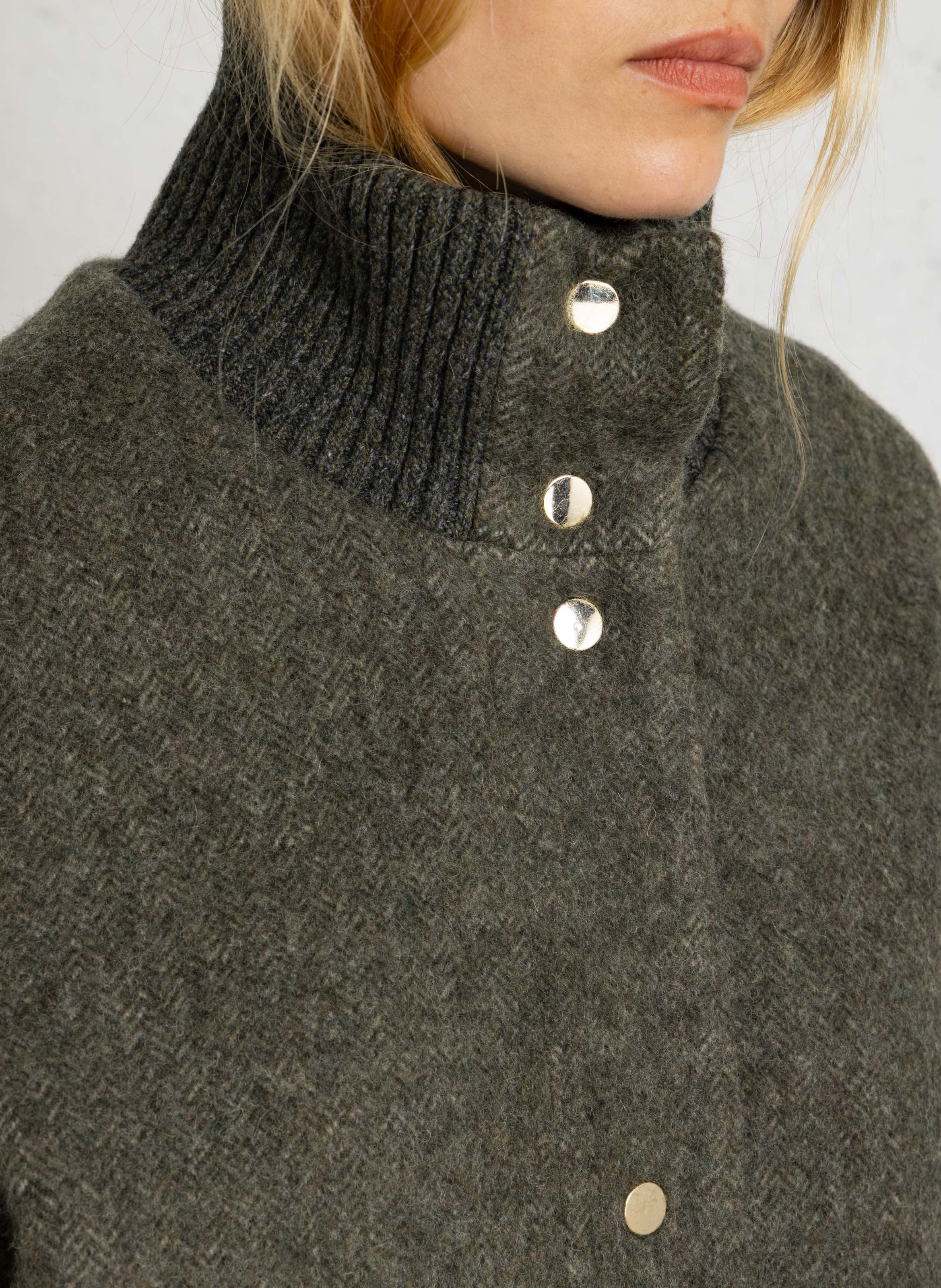 Manteau col montant en laine mélangée MAISON 123 Vert