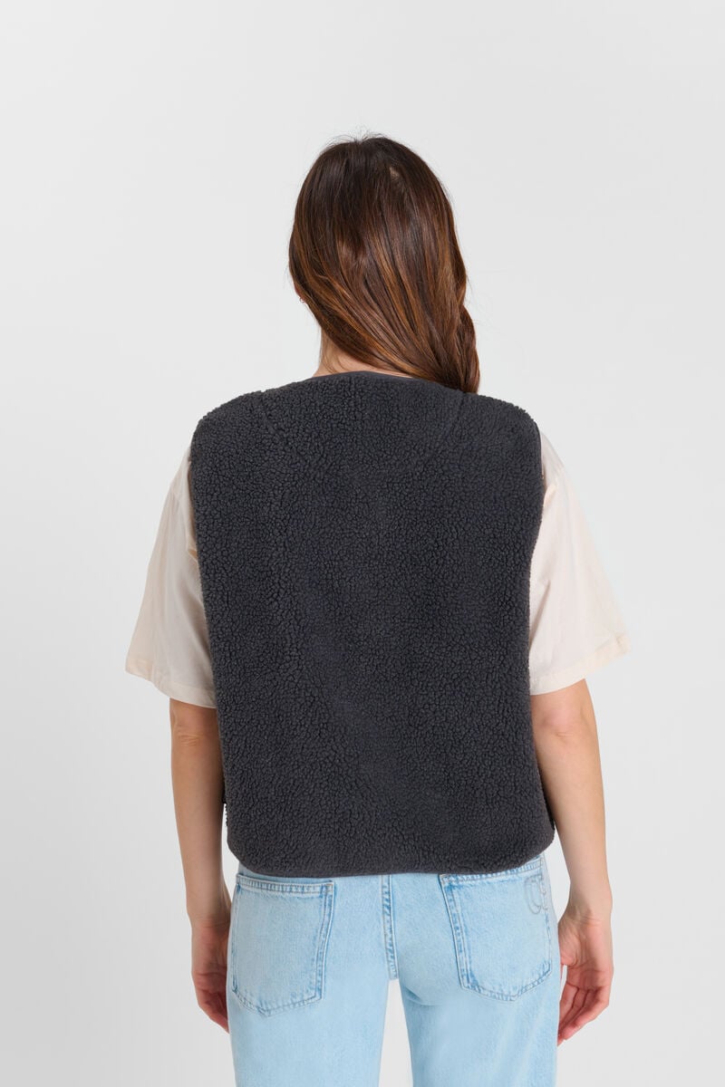 Snap-Front Sleeveless Jacket LE TEMPS DES CERISES Grey