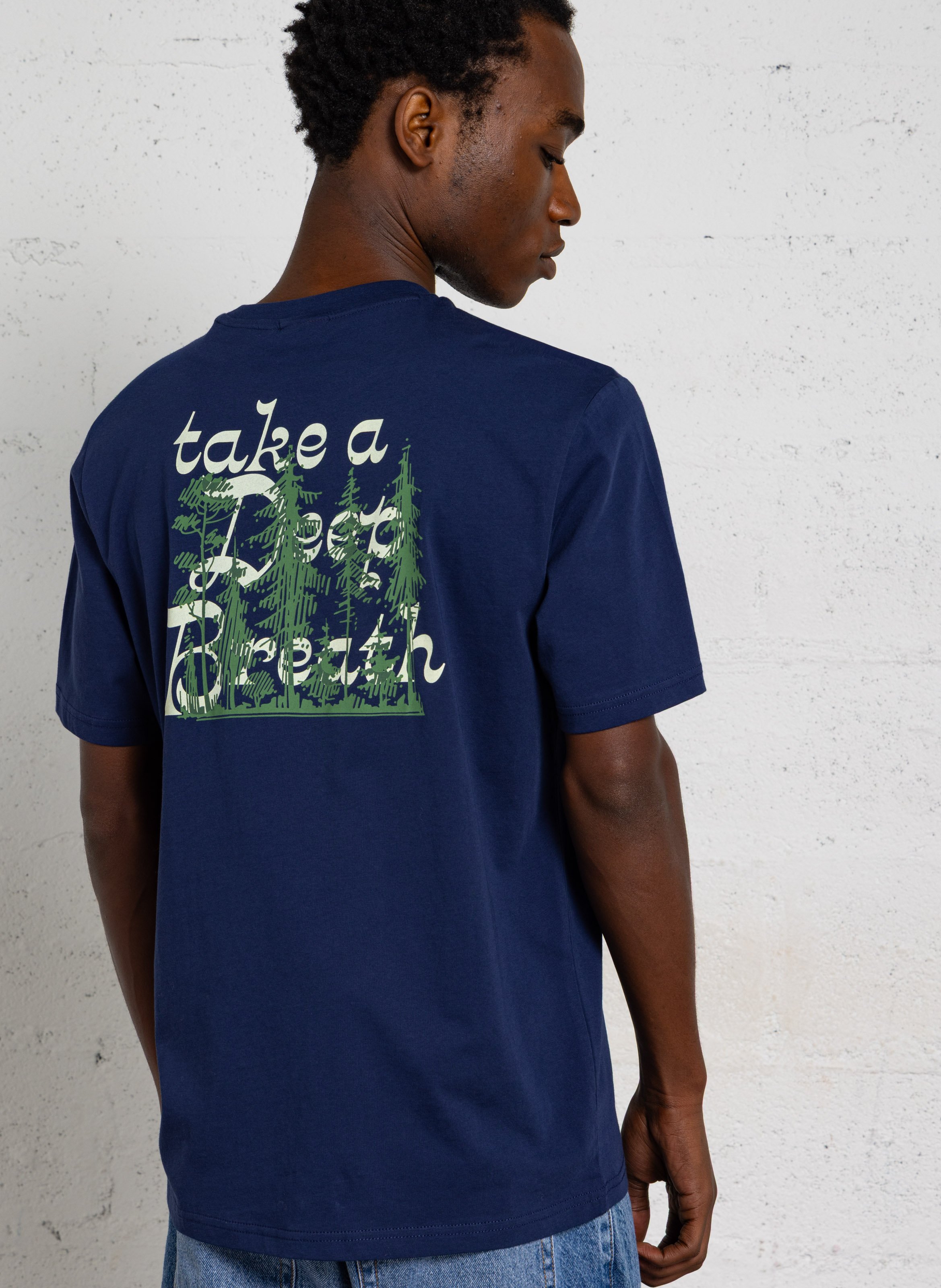 Gerader bedruckter Baumwoll-T-Shirt. NAPAPIJRI Blau