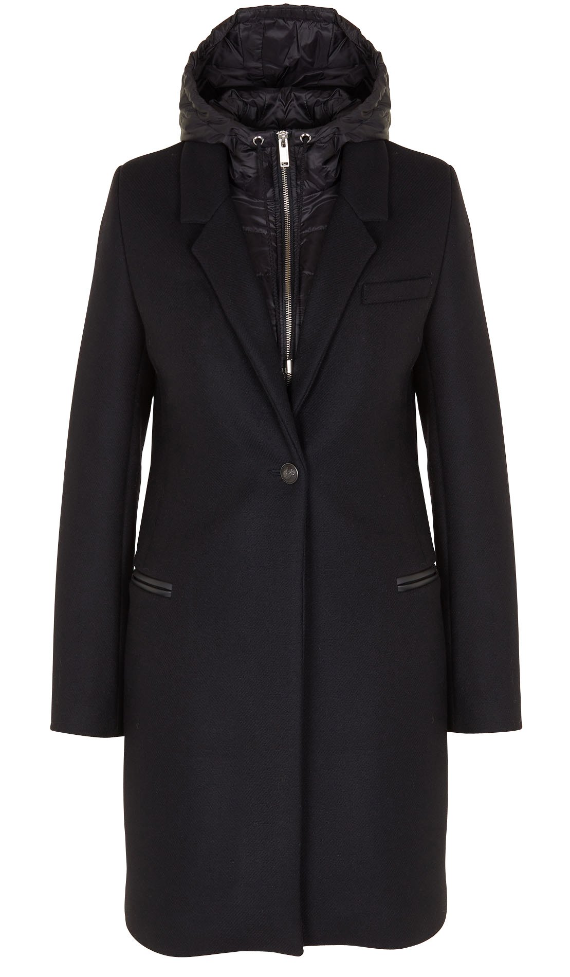 Wool broadcloth hooded coat IKKS Black