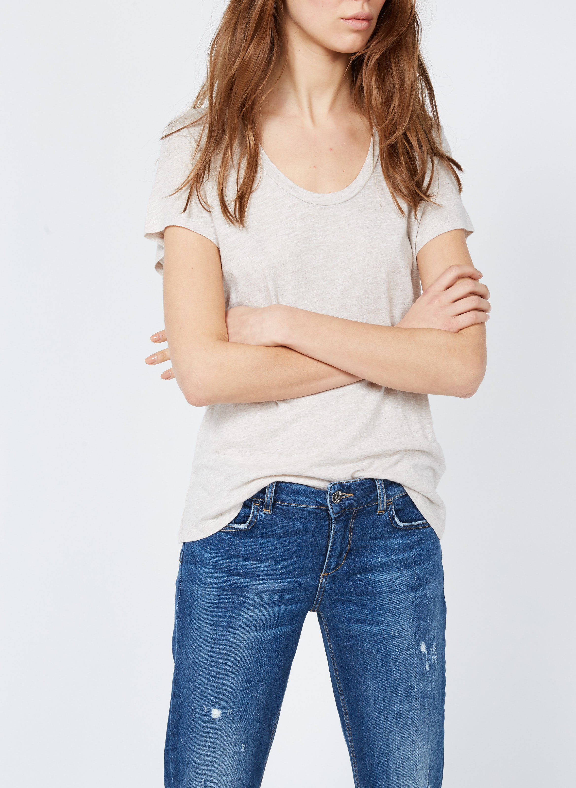 Tee-shirt col rond en coton mélangé AMERICAN VINTAGE Beige