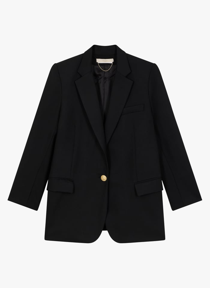 Black Fitted wool suit jacket