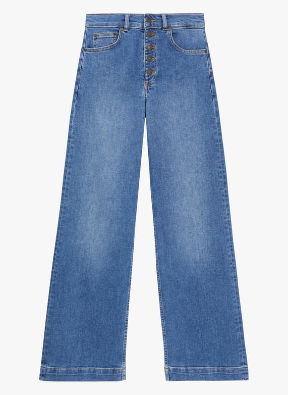 Jean boot cut en coton melange Bleu