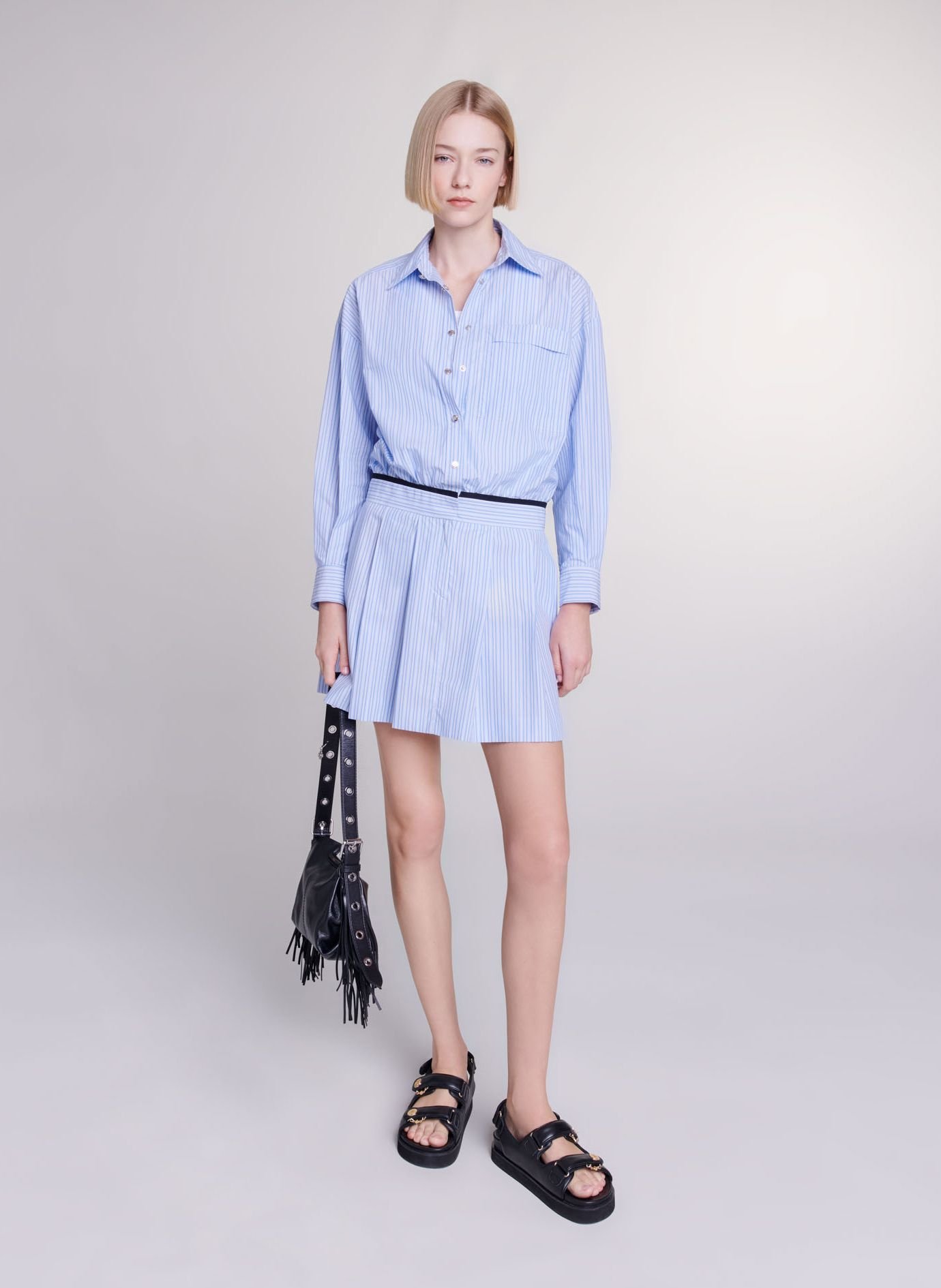 Maje cropped dress store with shirt collar