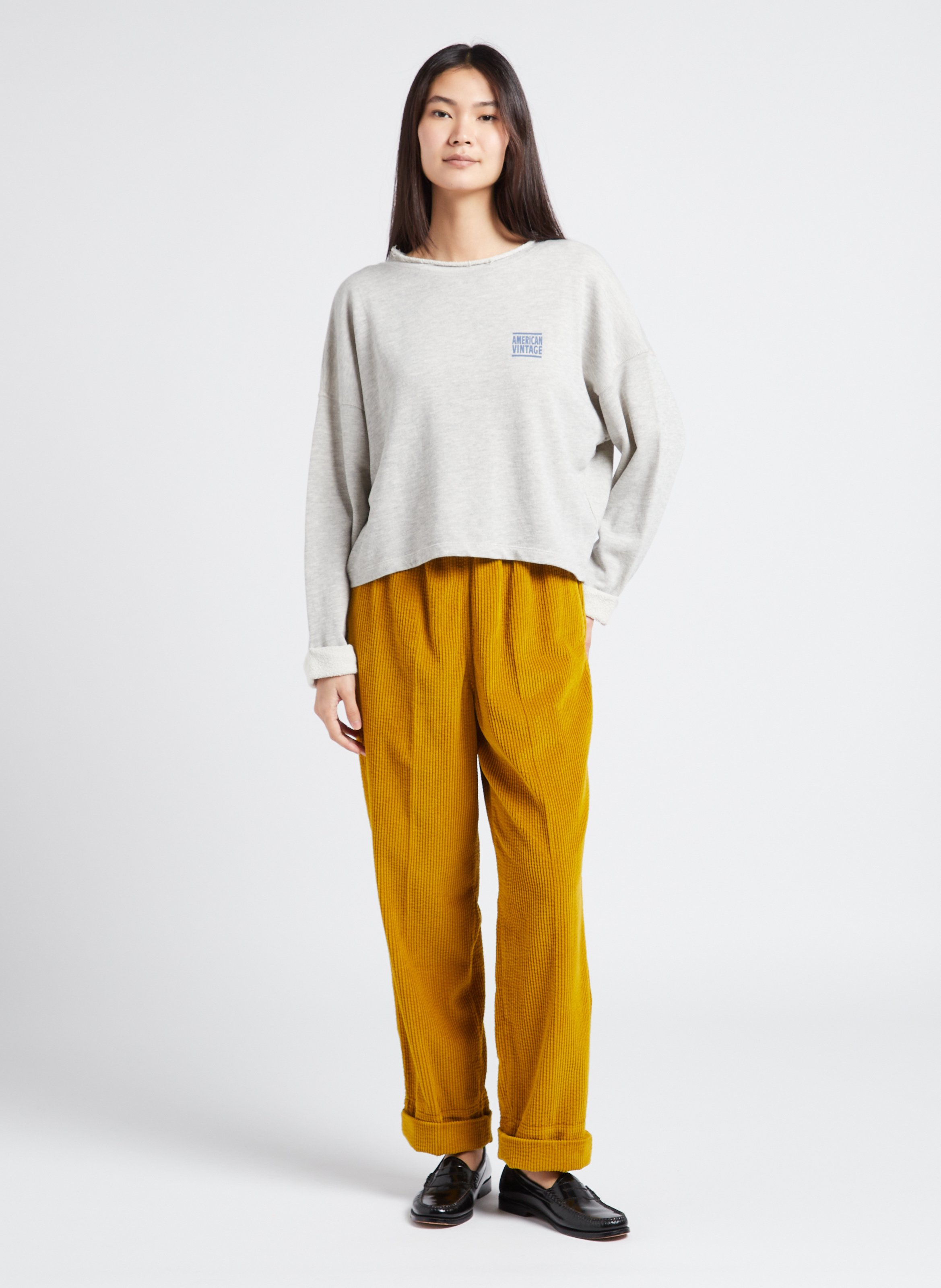 Rundhals-Sweatshirt aus Baumwoll-Mix AMERICAN VINTAGE Grau