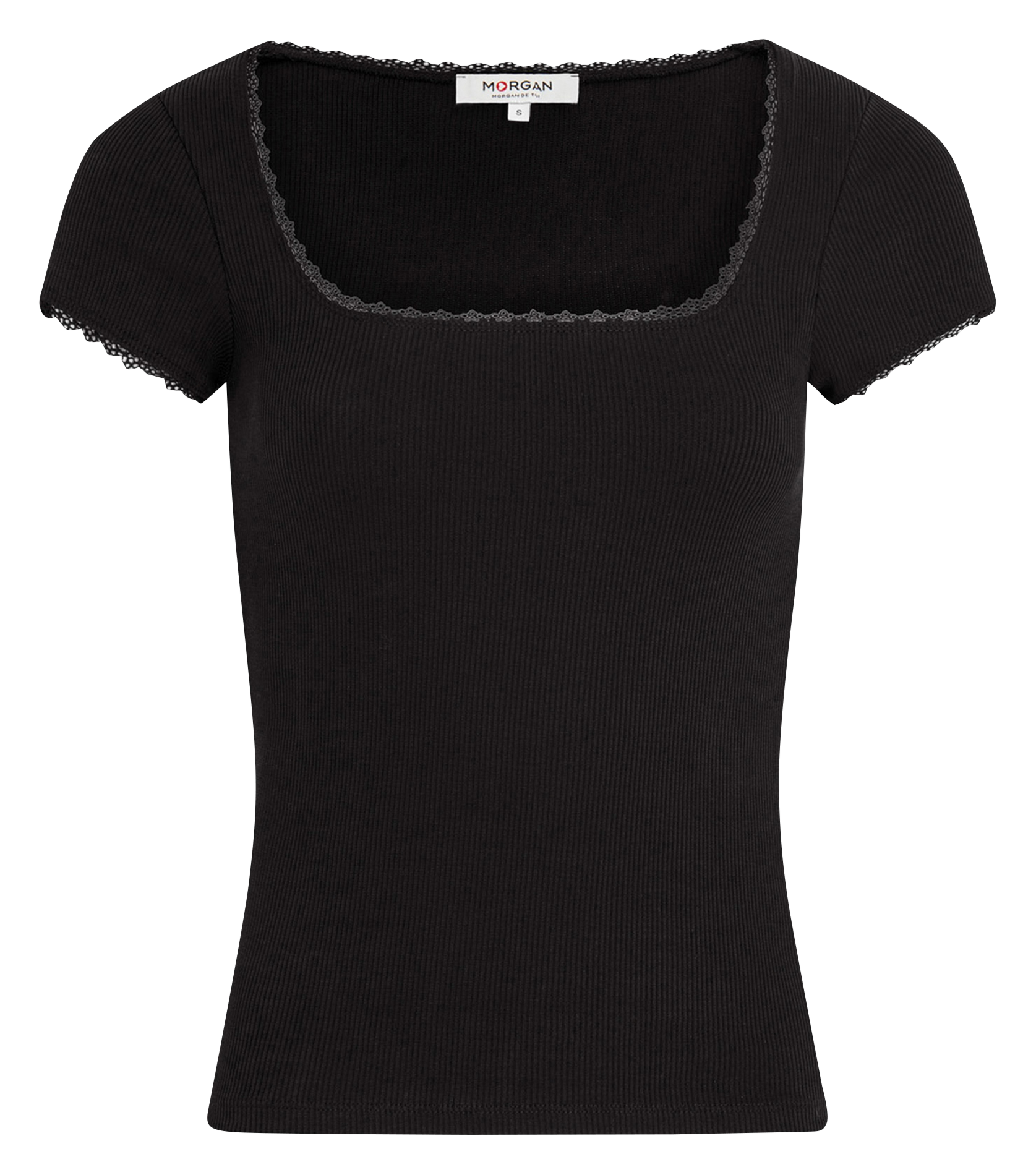 Tee-shirt dentelle en coton mélangé MORGAN Noir