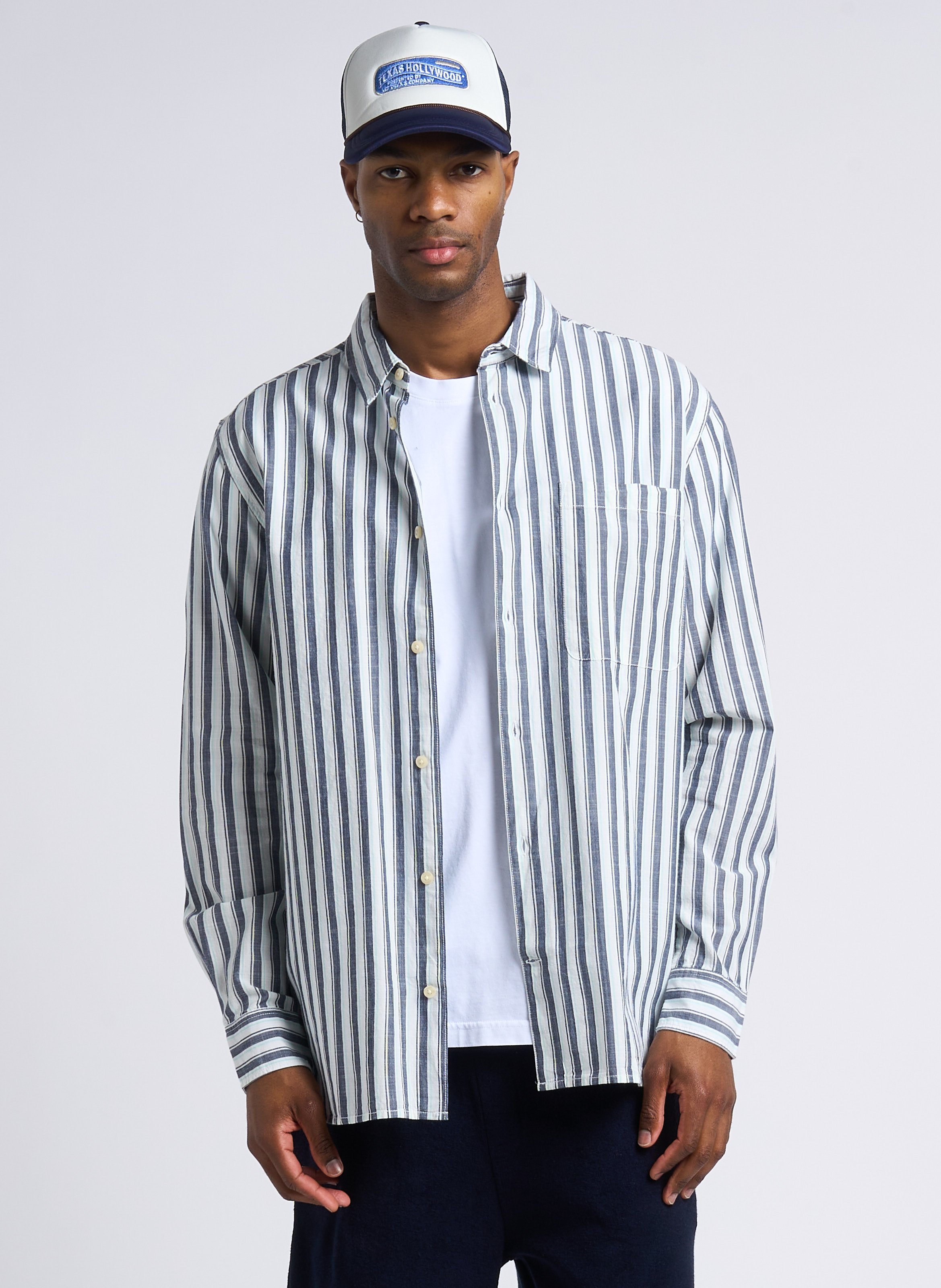 Chemise droite col classique en coton bio KNOWLEDGE COTTON APPAREL Bleu