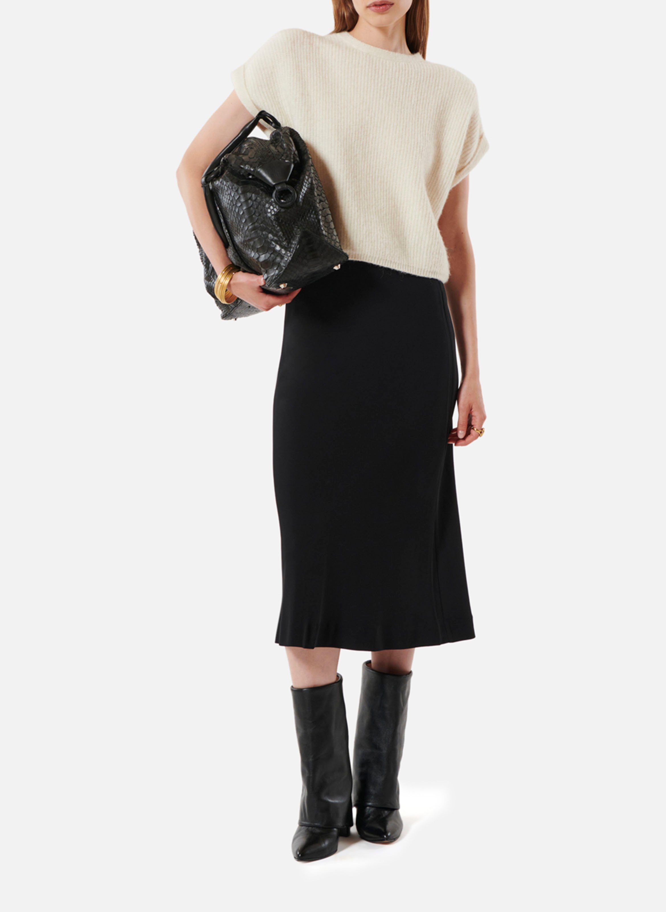 Lange rok met hoge taille KARMA KOMA Zwart