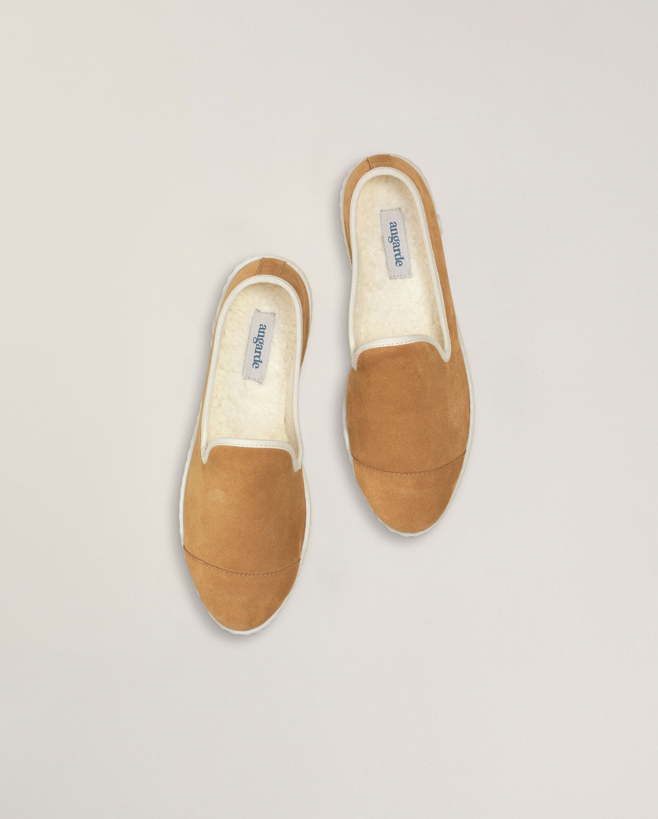 Men's leather slipper, camel ANGARDE Brown