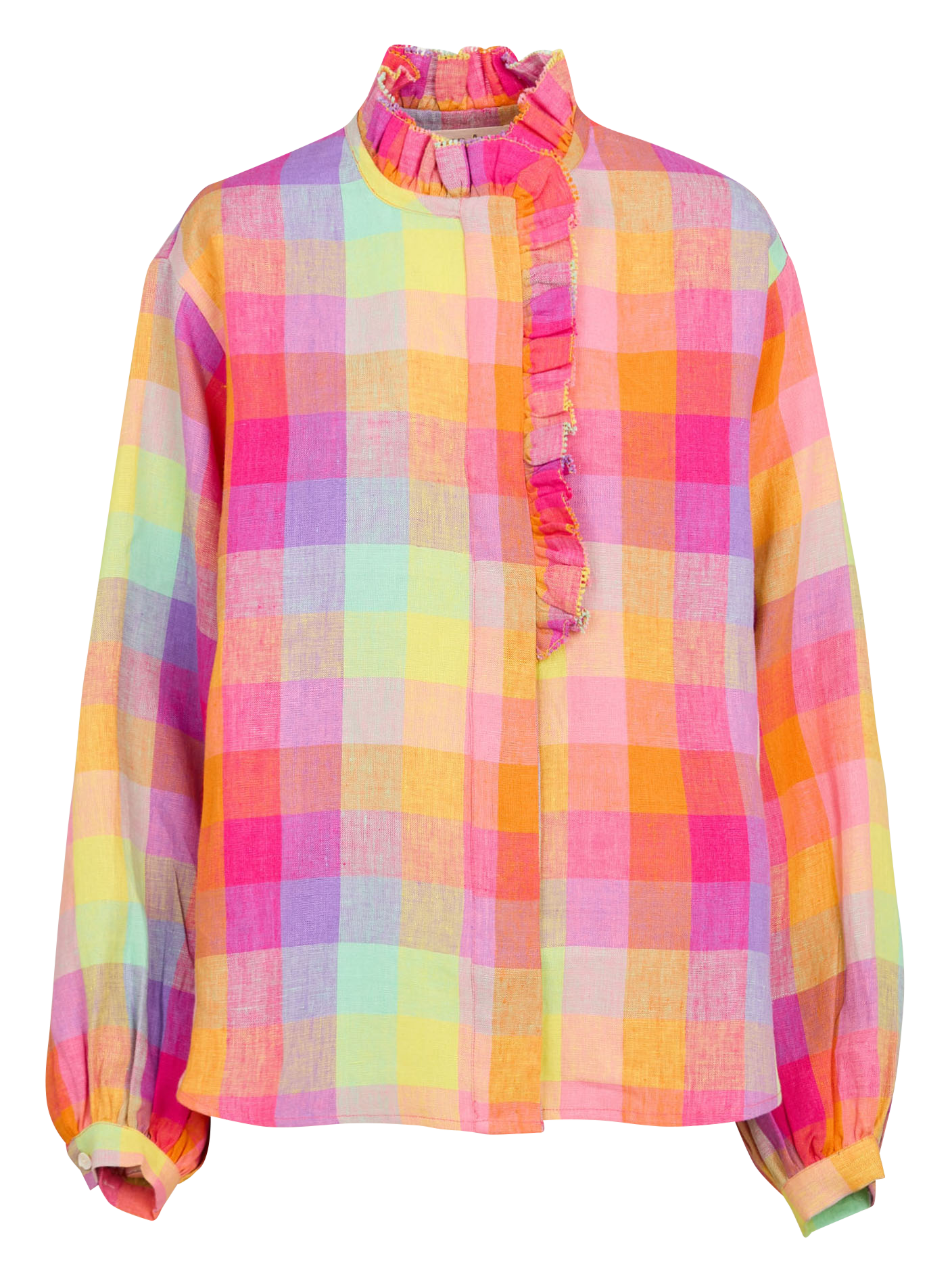 High-neck linen shirt AUTRE AURA Multicolored