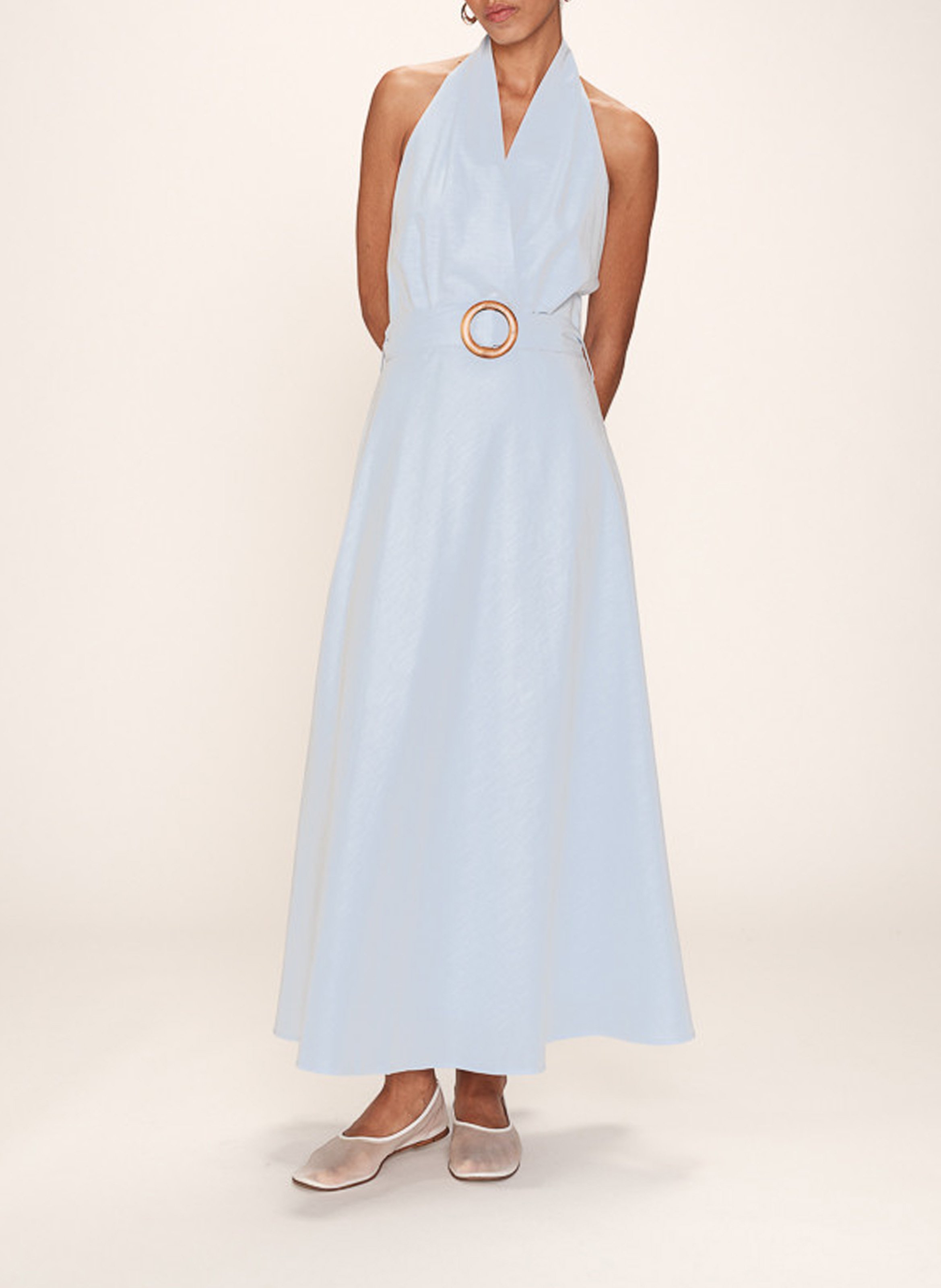 Long V-neck linen-blend dress GRACE ET MILA