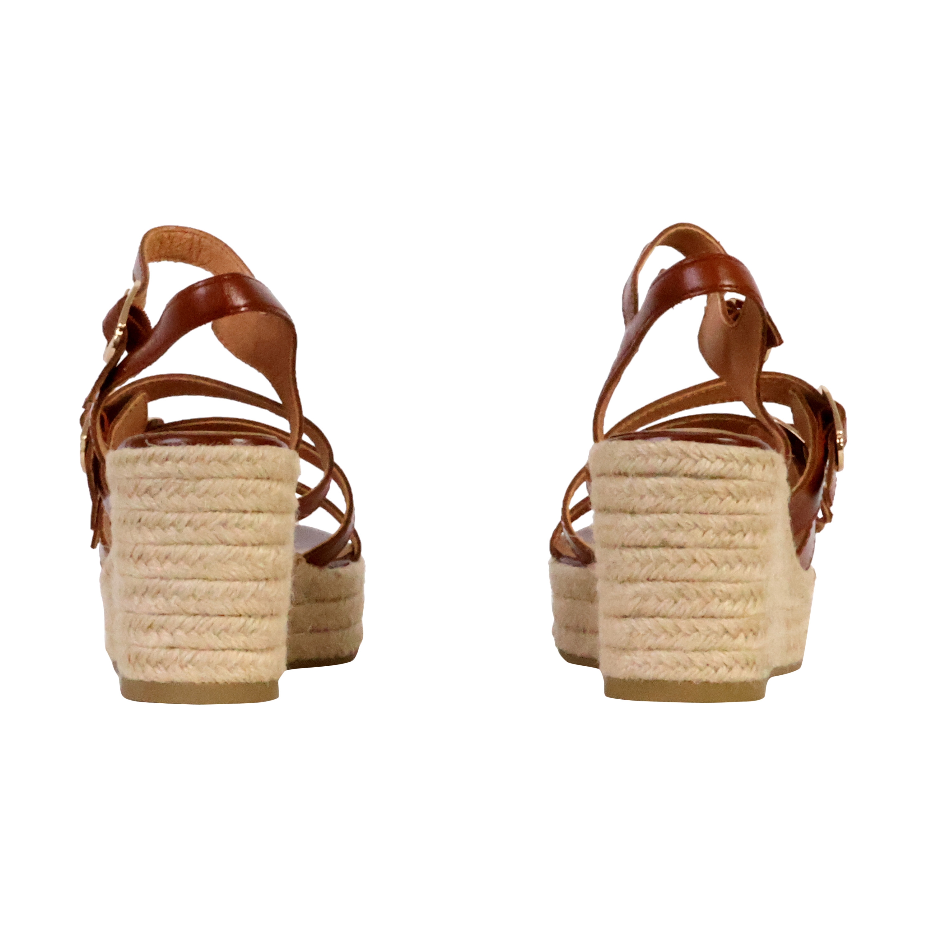 Leather wedge sandals Talia EMILIE KARSTON Brown