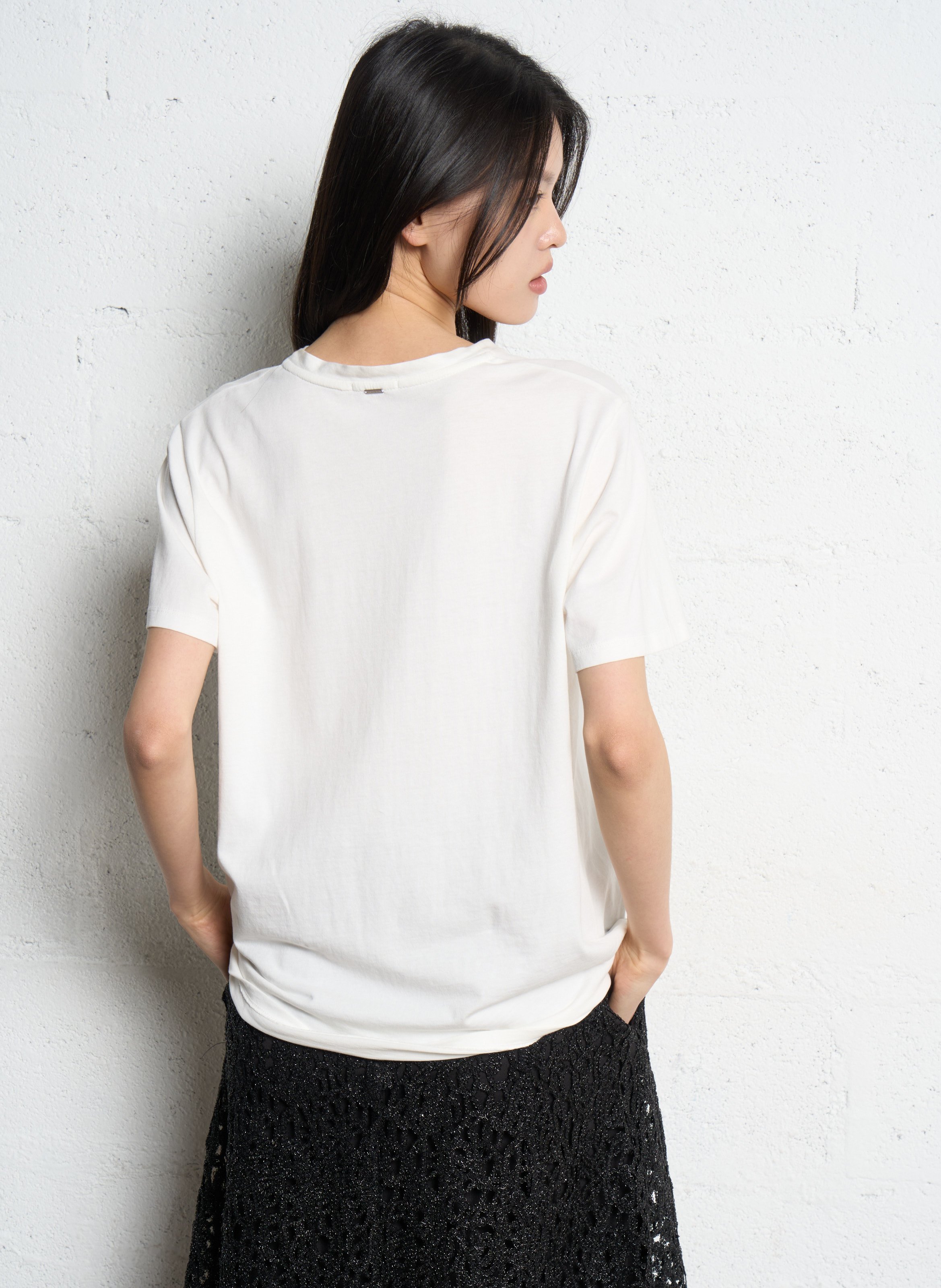 Baumwoll-Pullover mit Rundhalsausschnitt IKKS Weiss