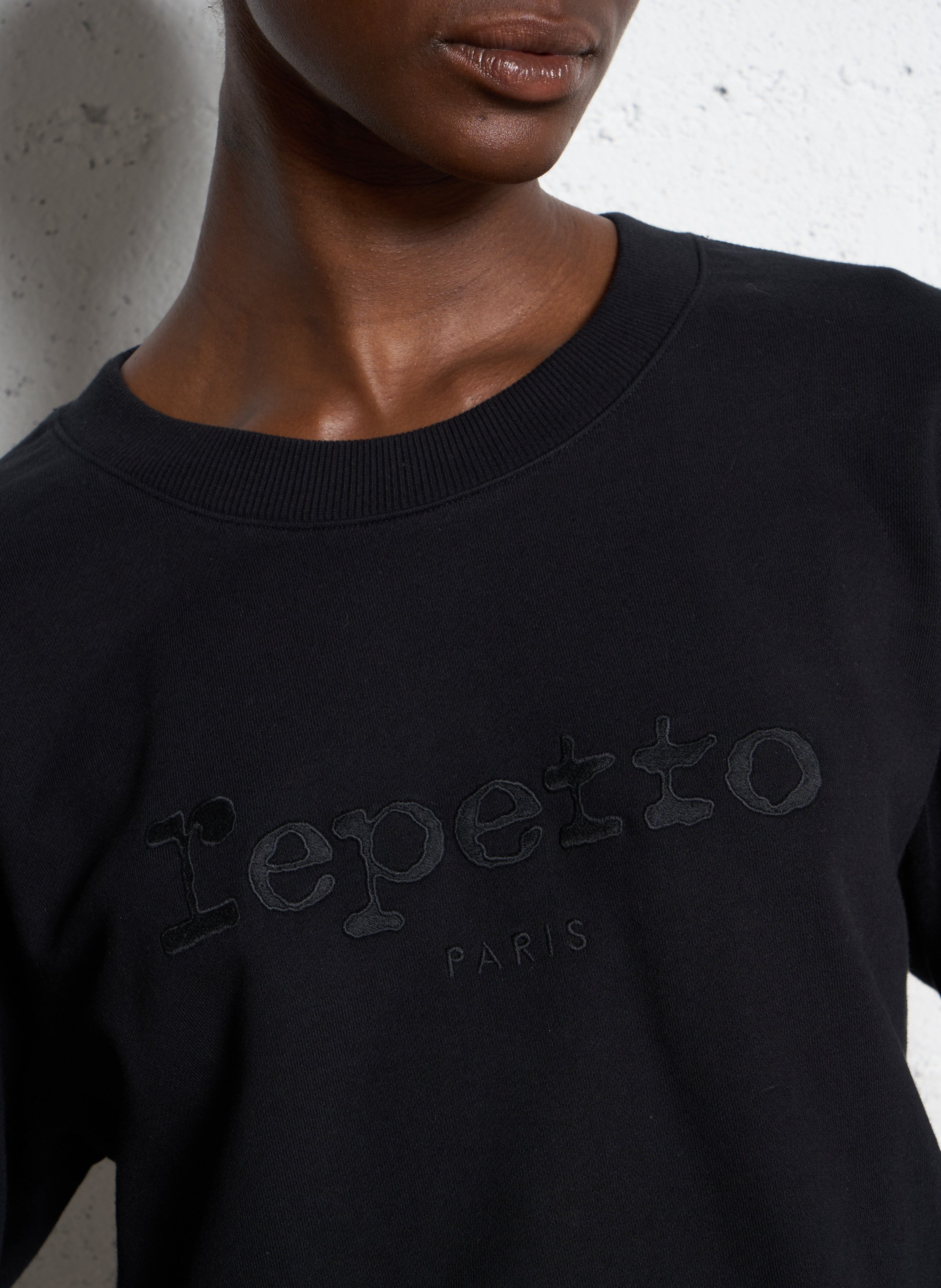 Katoenen sweater met ronde hals en logo REPETTO Zwart