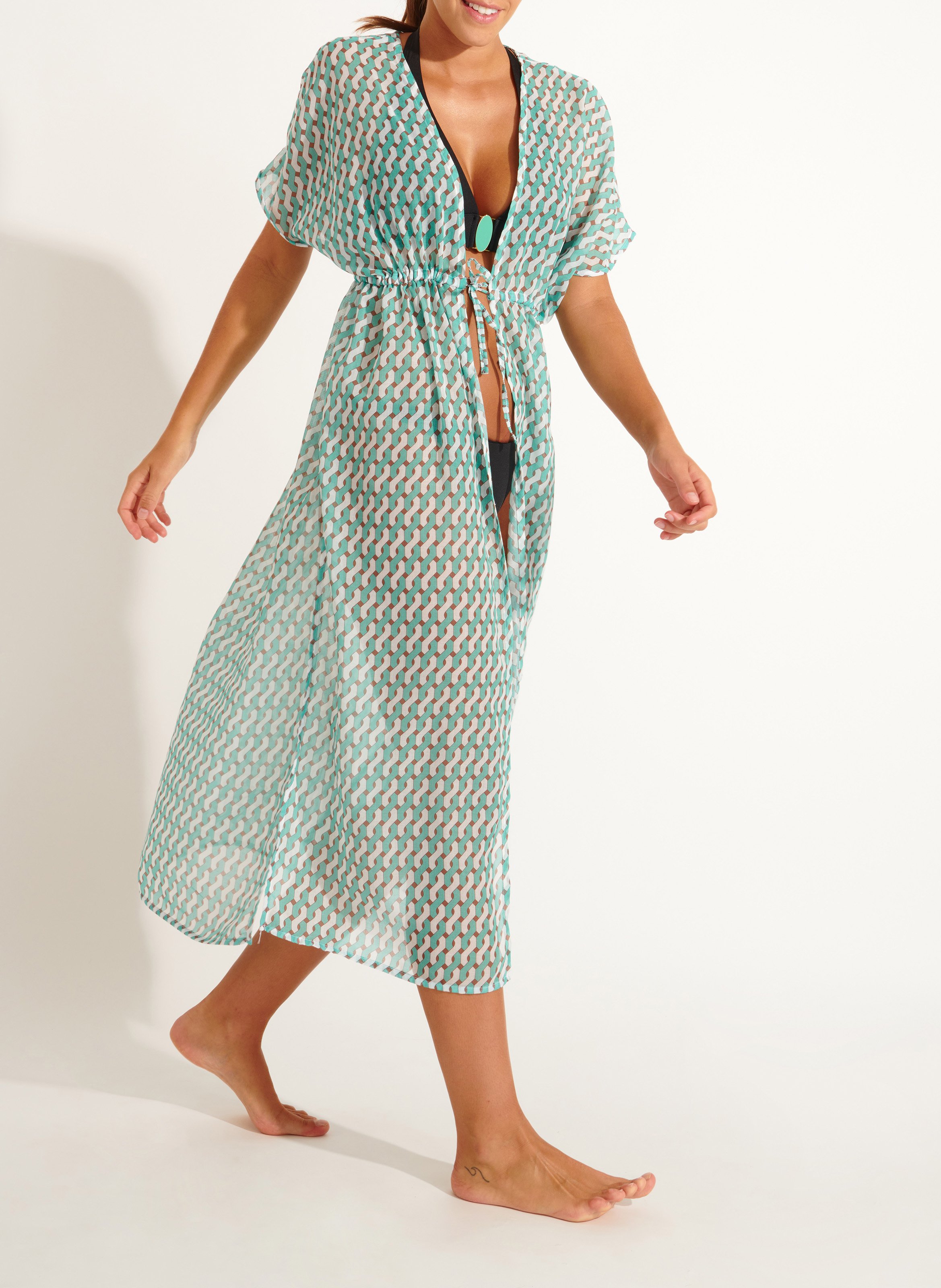 Printed beach tunic LIVIA Green