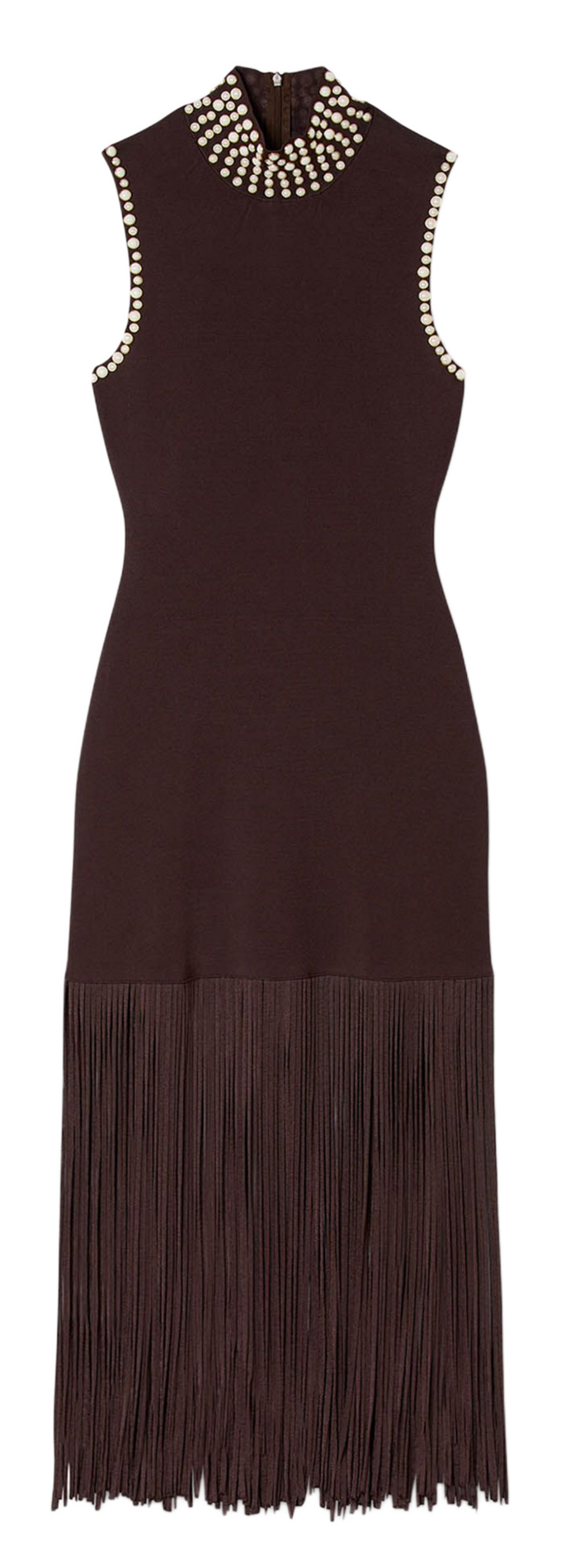 Robe midi moulante col montant SANDRO Marron