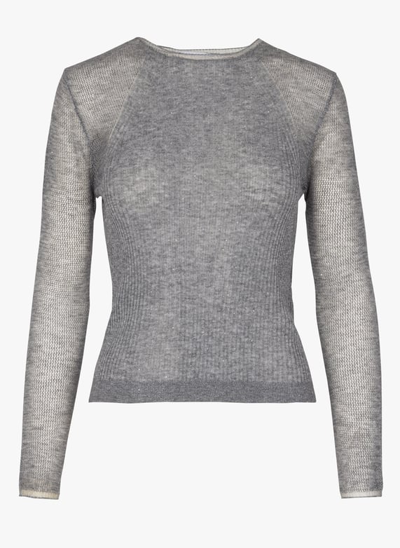 Pull ajusté col rond en laine mélangée Kerria Grey lurex Iro